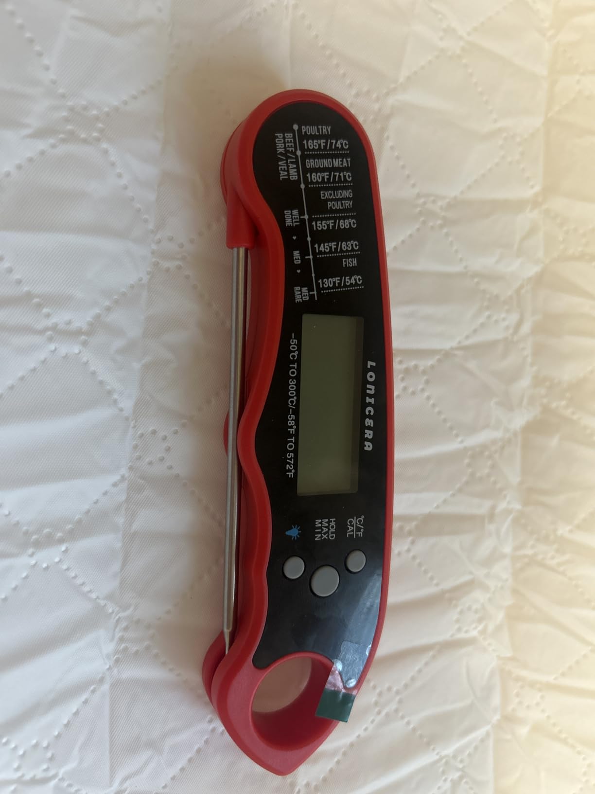 Lonicera Meat Thermometer Digital for Cooking Food. Waterproof & Instant Read for Kitchen Baking, BBQ. with Foldable Probe, Backlight & Calibration (Red) customer photo 1