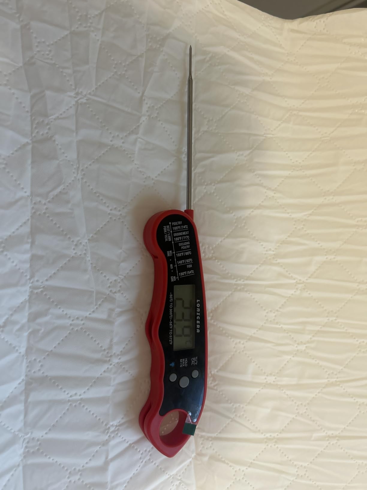 Lonicera Meat Thermometer Digital for Cooking Food. Waterproof & Instant Read for Kitchen Baking, BBQ. with Foldable Probe, Backlight & Calibration (Red) customer photo 2