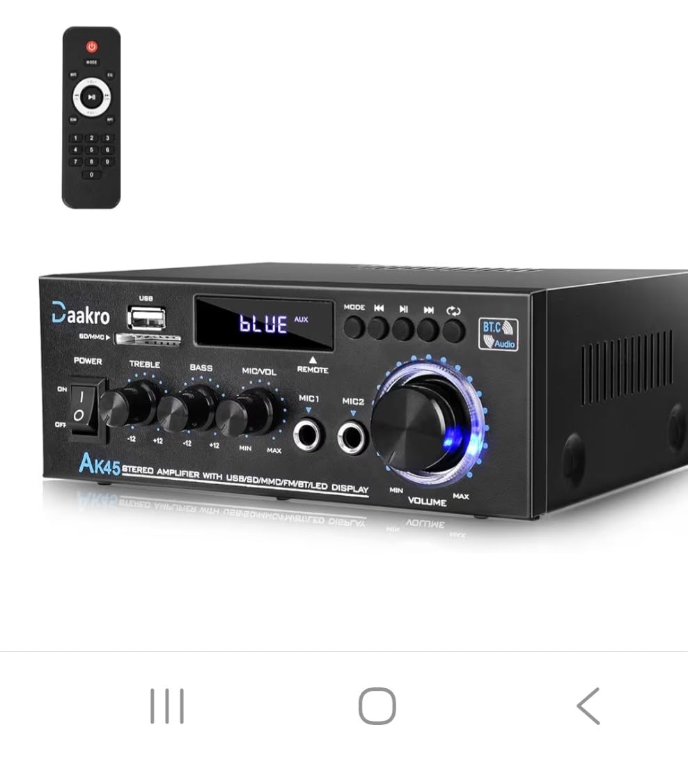 Daakro AK45 Stereo Audio Amplifier, 300W Home 2 Channel Wireless Bluetooth 5.0 Power Amplifier System, Home Amplifiers FM Radio, USB, SD Card, with Remote Control Home Theater Audio Stereo System customer photo 1