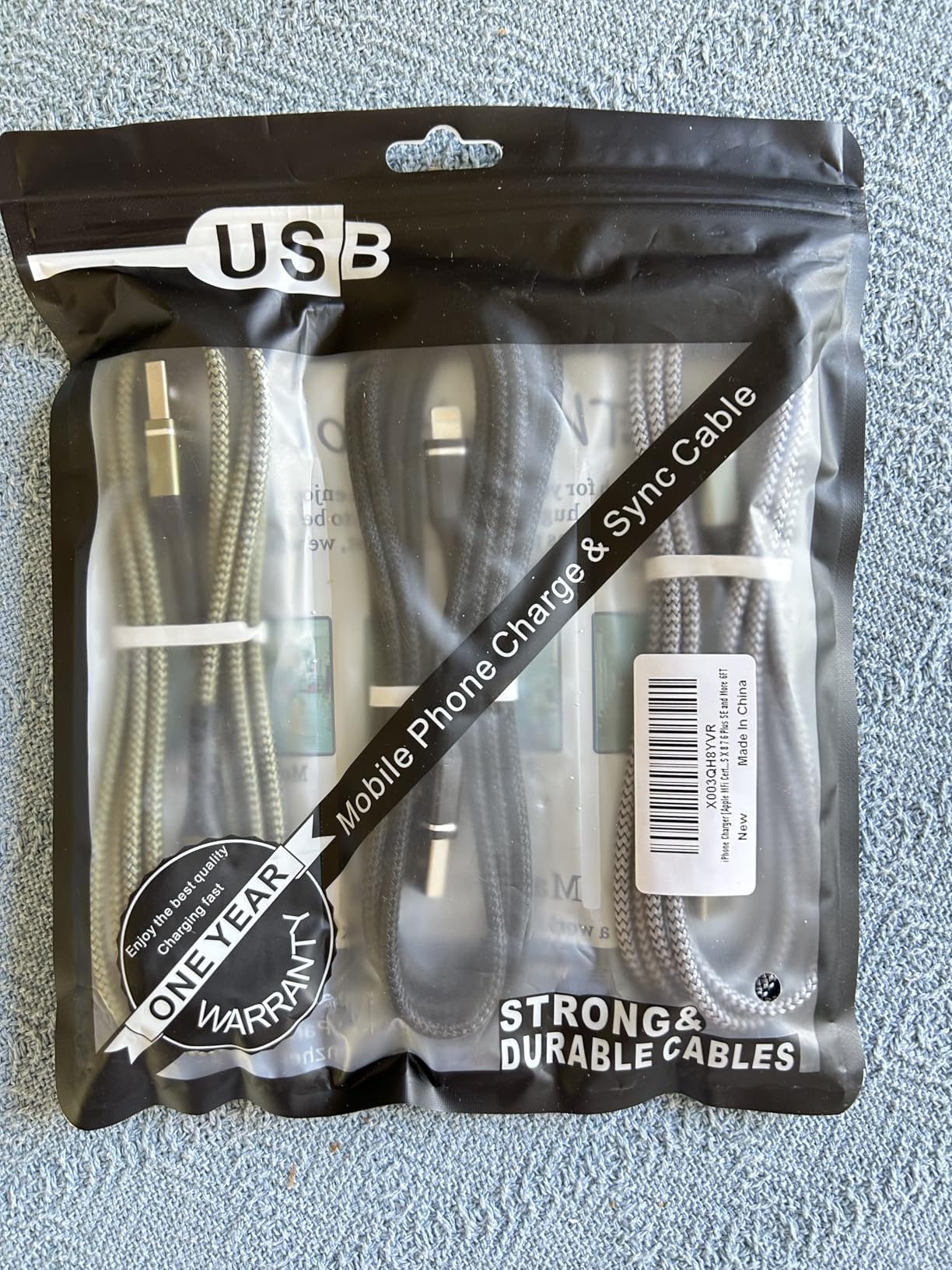 [Apple MFi Certified] iPhone Charger Fast Charging 3-Pack 3FT Lightning Cable Nylon Braided customer photo 2