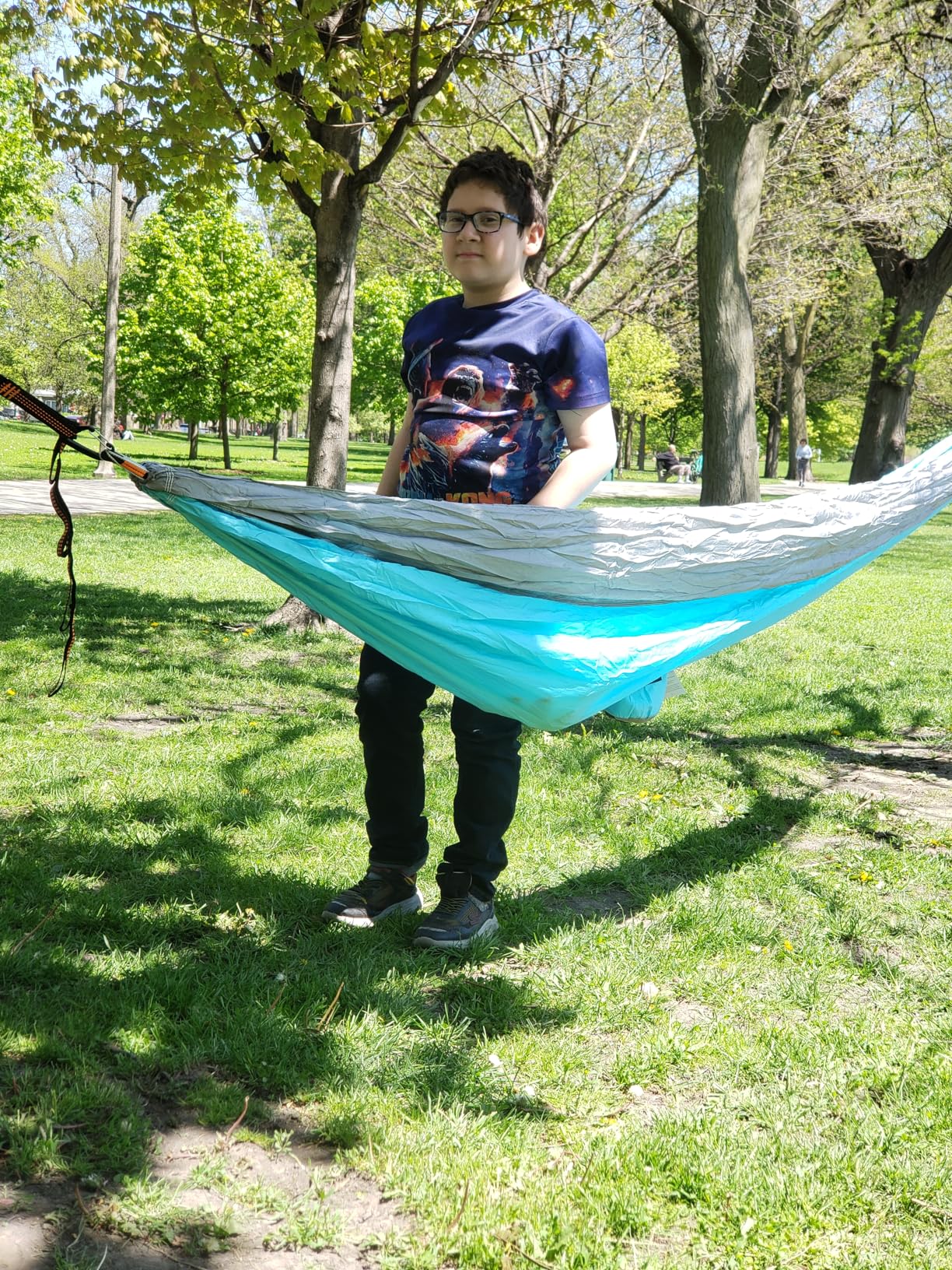 NATUREFUN Ultra-Light Travel Camping Hammock | 300kg Load Capacity, Breathable, Quick-Drying | 2 x Premium Carabiners, 2 x Nylon Slings Included | Outdoor Indoor Garden customer photo 2