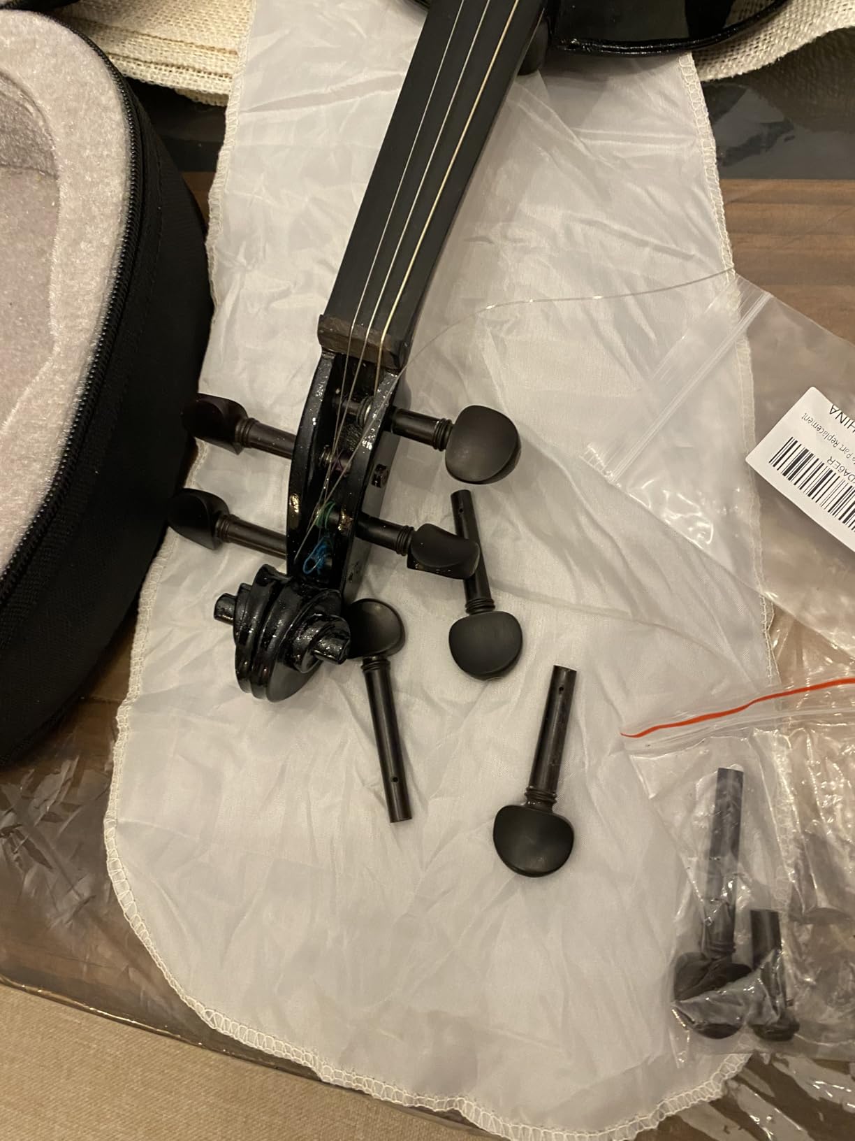 Ktaxon Acoustic Electric Violin, 4/4 Violin with EQ preamp and Ebony Accessories, Full-size Violin with AUX Cable, Shoulder Rest, Rosin, Extra String and Cleaning Cloth (Black) customer photo 2