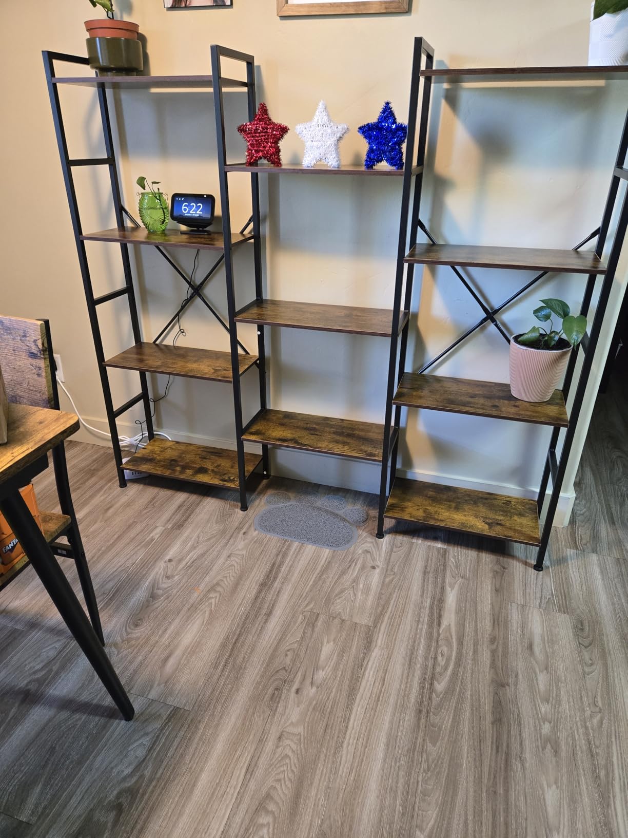 SUPERJARE Triple Bookshelf, Bookcase with 11 Open Display Shelves, Wide Book Shelf Book Case for Home & Office, 4 Tier, Brown, ABC009Z customer photo 1