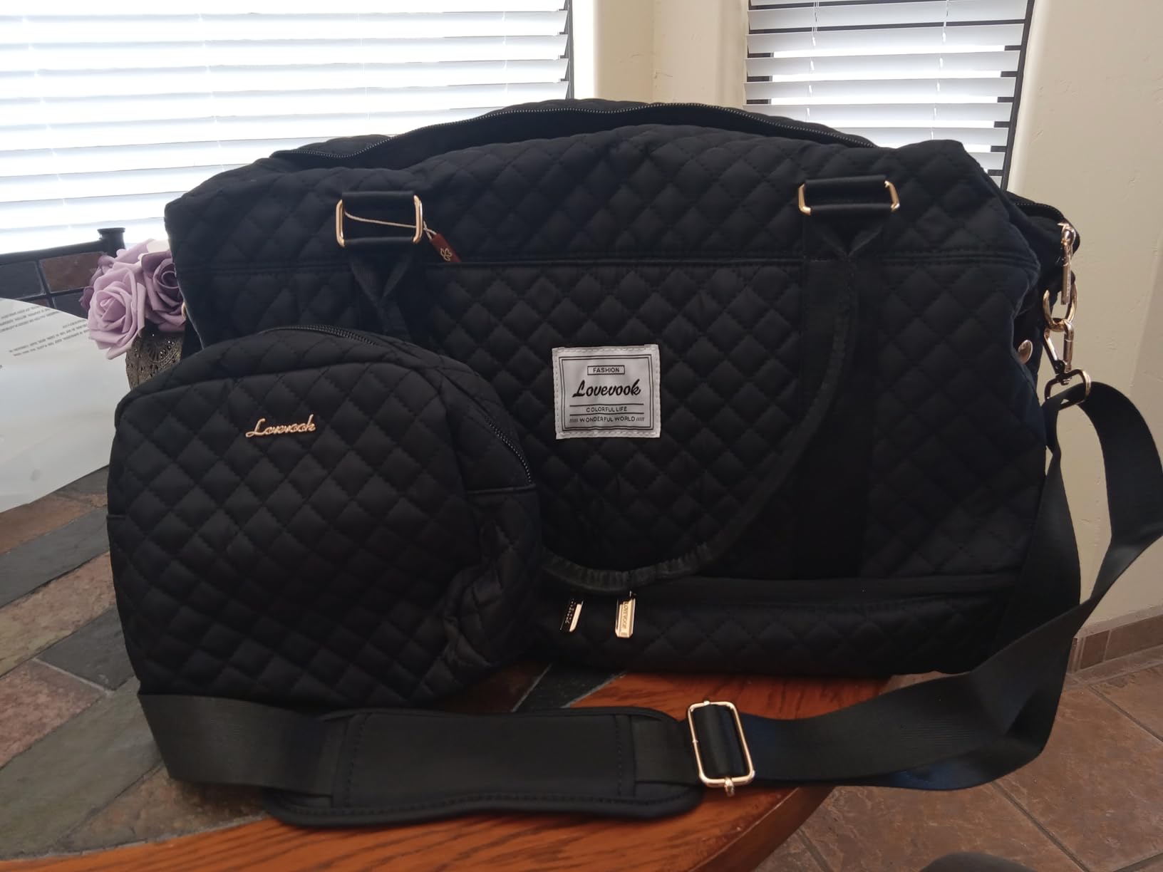LOVEVOOK Travel Duffle Bag,Weekender Bags for Women with Shoe Compartment, Carry on Overnight Bag with Toiletry Bag, Gym Duffel Bag with Wet Pocket, Hospital Bags for Labor and Delivery customer photo 1