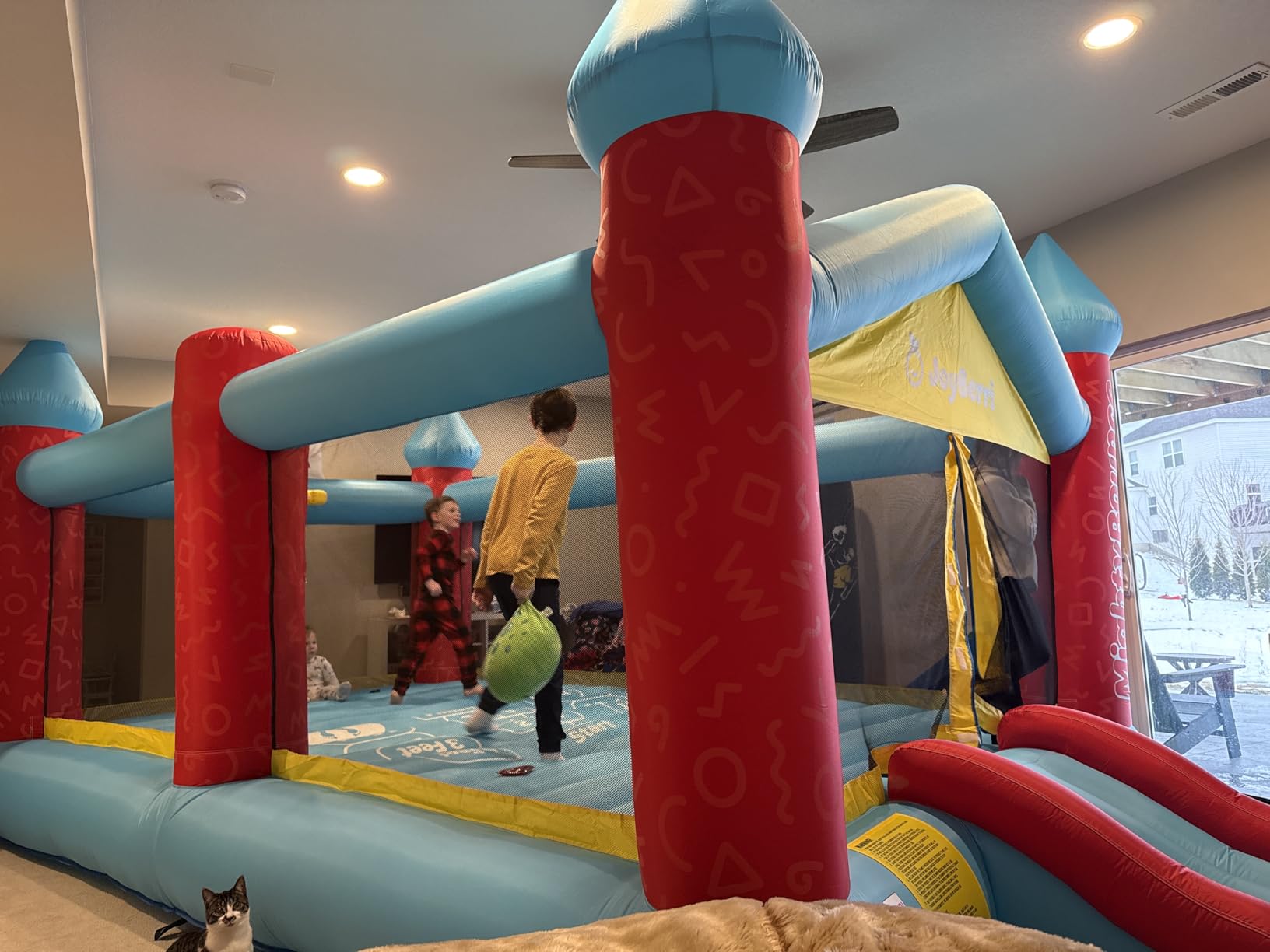 JoyBerri Mighty Bounce House with Blower - 16.8' x 8.9' Ft Extra Large Inflatable Bouncy Castle with Slide, Volleyball Net, Basketball Hoop -- Kids Bounce House for Big Kids 5-12, Outdoor - ASTM Certified customer photo 2