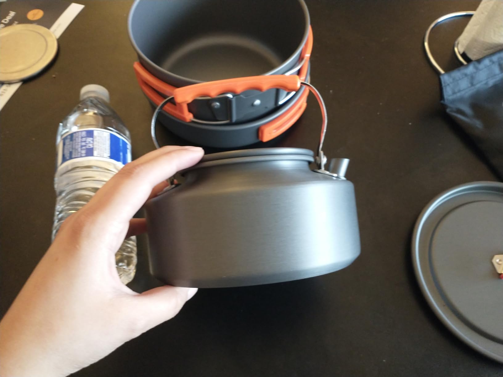 Odoland 10pcs Camping Cookware Camping Pots and Pans Set with Kettle Plastic Bowls and Soup Spoon for Camping, Backpacking, Outdoor Cooking and Picnic customer photo 1