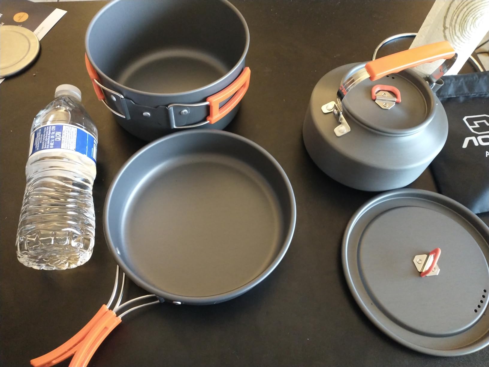 Odoland 10pcs Camping Cookware Camping Pots and Pans Set with Kettle Plastic Bowls and Soup Spoon for Camping, Backpacking, Outdoor Cooking and Picnic customer photo 2