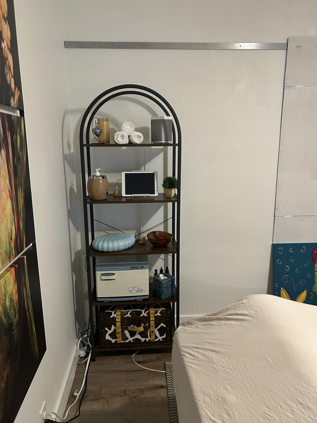 IDEALHOUSE Bookshelf 5 Tier Bookcase Arched Display Racks Tall Standing Bookshelves Metal Frame Modern Storage Rack Shelf Large Wood Book Shelf for Bedroom, Living Room, Home Office (Black) customer photo 1