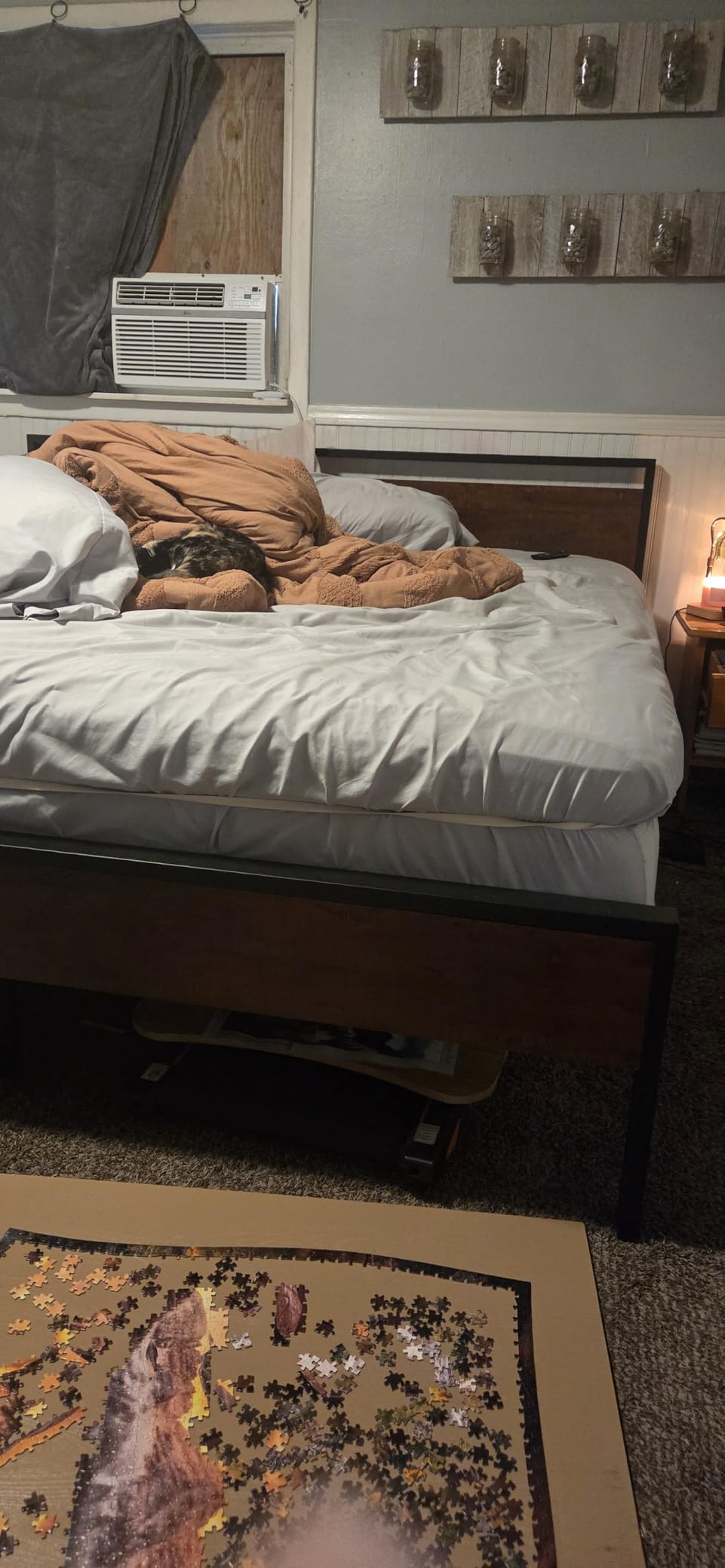 SHA CERLIN 14 Inch Full Size Metal Platform Bed Frame with Wooden Headboard and Footboard, Mattress Foundation, No Box Spring Needed, Large Under Bed Storage, Non-Slip Without Noise, Black Oak customer photo 1