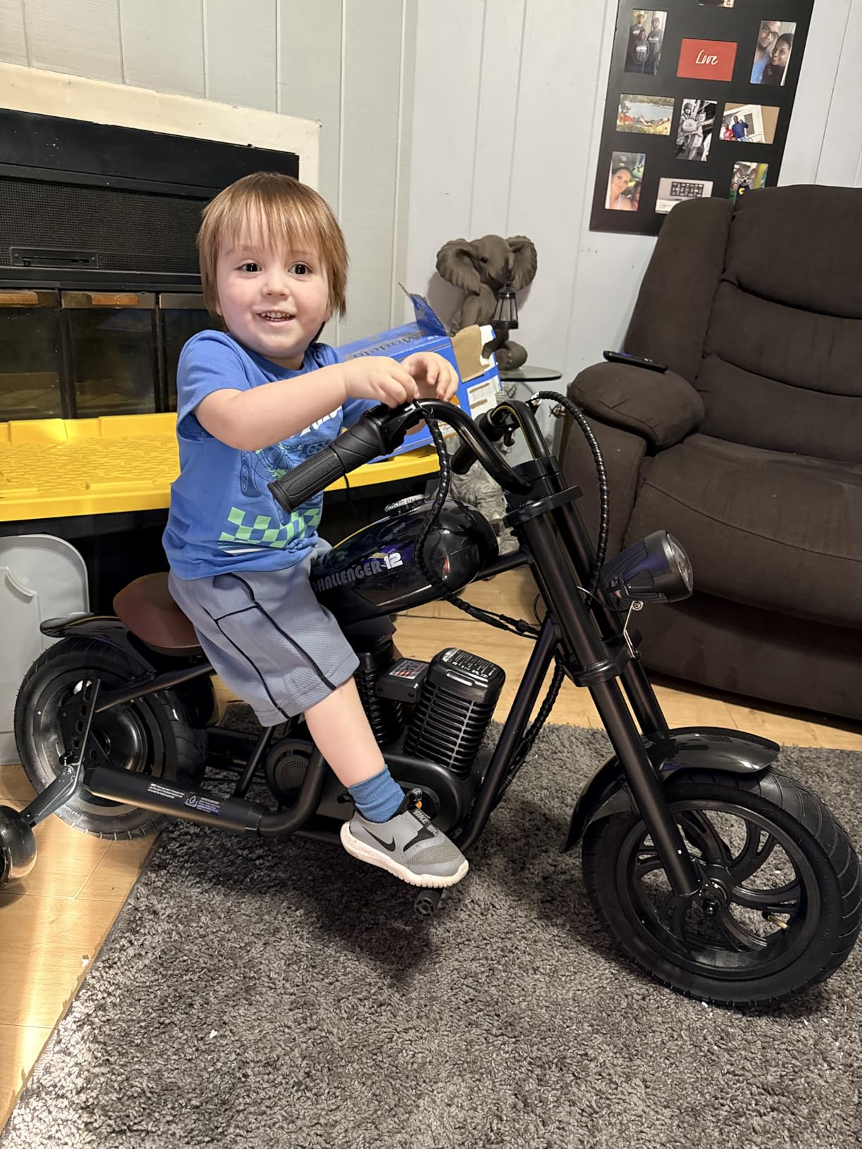 Hyper GoGo Kids Electric Motorcycle - Retro-Style Bike with Ambient Lighting, Built-in Music, Speeds Up to 10 MPH & 60 Minutes of Continuous Ride Time, for Ages 3+ (Blue) customer photo 1