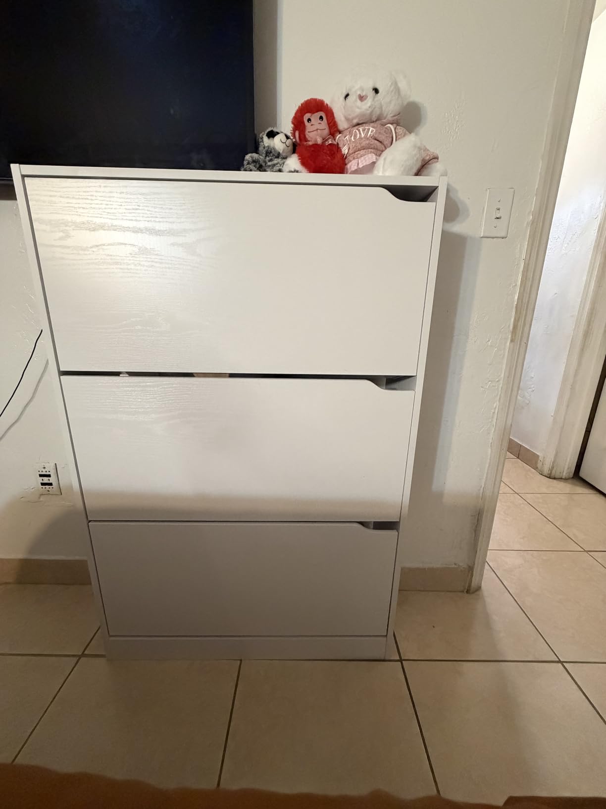 BORNOON Shoe Cabinet with 3 Flip Drawers, Hidden Wood Shoe Cabinet, Freestanding Shoe Storage Cabinet for Entryway Hallway customer photo 1