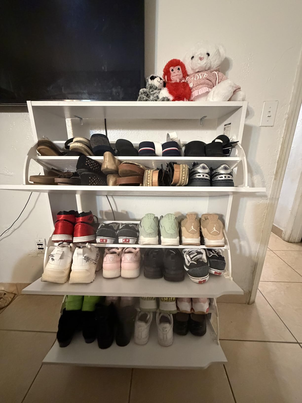 BORNOON Shoe Cabinet with 3 Flip Drawers, Hidden Wood Shoe Cabinet, Freestanding Shoe Storage Cabinet for Entryway Hallway customer photo 2