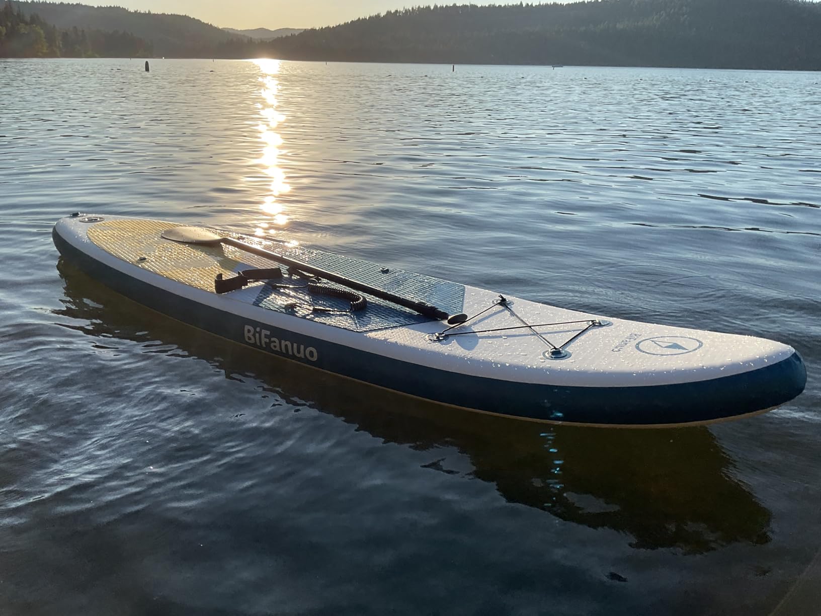 Bifanuo Inflatable Stand Up Paddle Board with SUP Accessories & Backpack. Paddle Boards for Adults. Non-Slip Deck, Wide Stance, Bottom Fin, Double Action Pump. customer photo 2