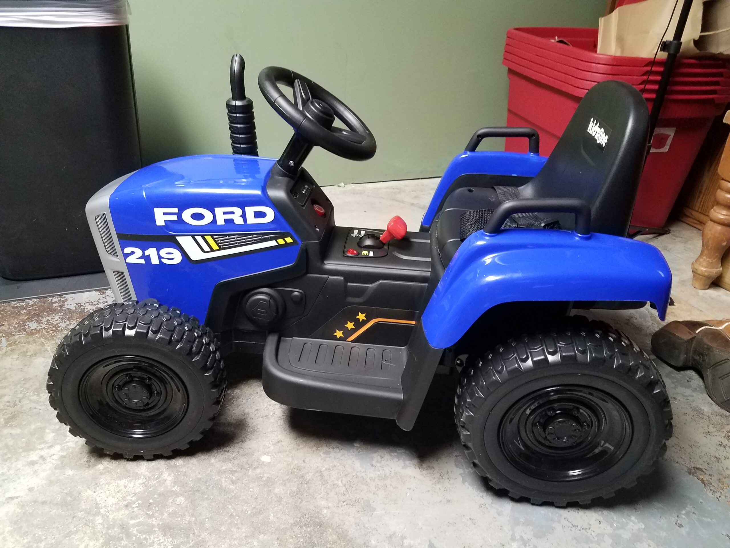 Kidzone 12V7AH Premium Version w/EVA Treaded Tires Dual 35W Motors Boost Power Torque Remote Control Electric Tractor w/Trailer Toddler Ride On Toy 3-Gear-Shift, 7-LED Lights Bluetooth, Dark Green customer photo 2