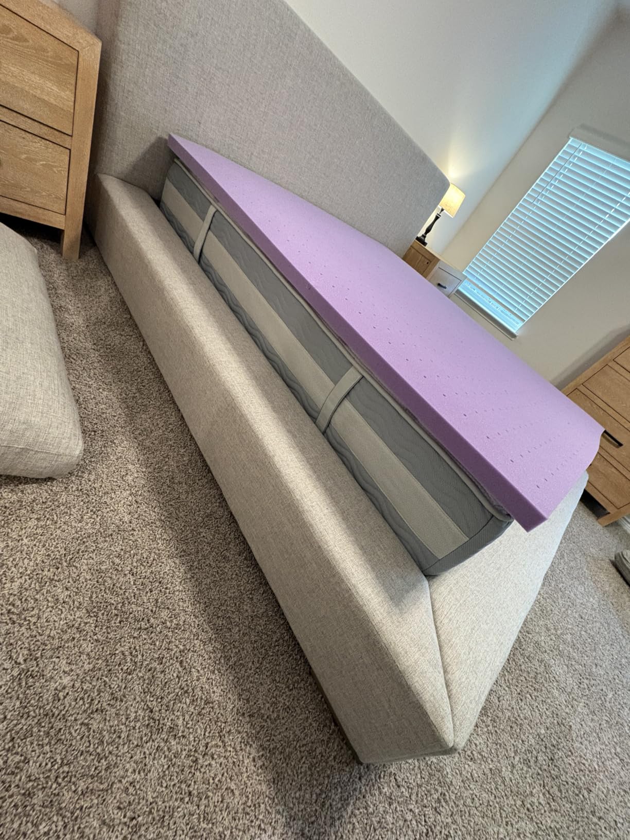BDEUS Dual Layer 5 Inch Memory Foam Mattress Topper King Size, 2 Inch Gel Memory Foam Plus 3 Inch 1450 GSM Down Alternative Quilted Pillow Top Mattress Pad Cover, Dark Gray customer photo 1