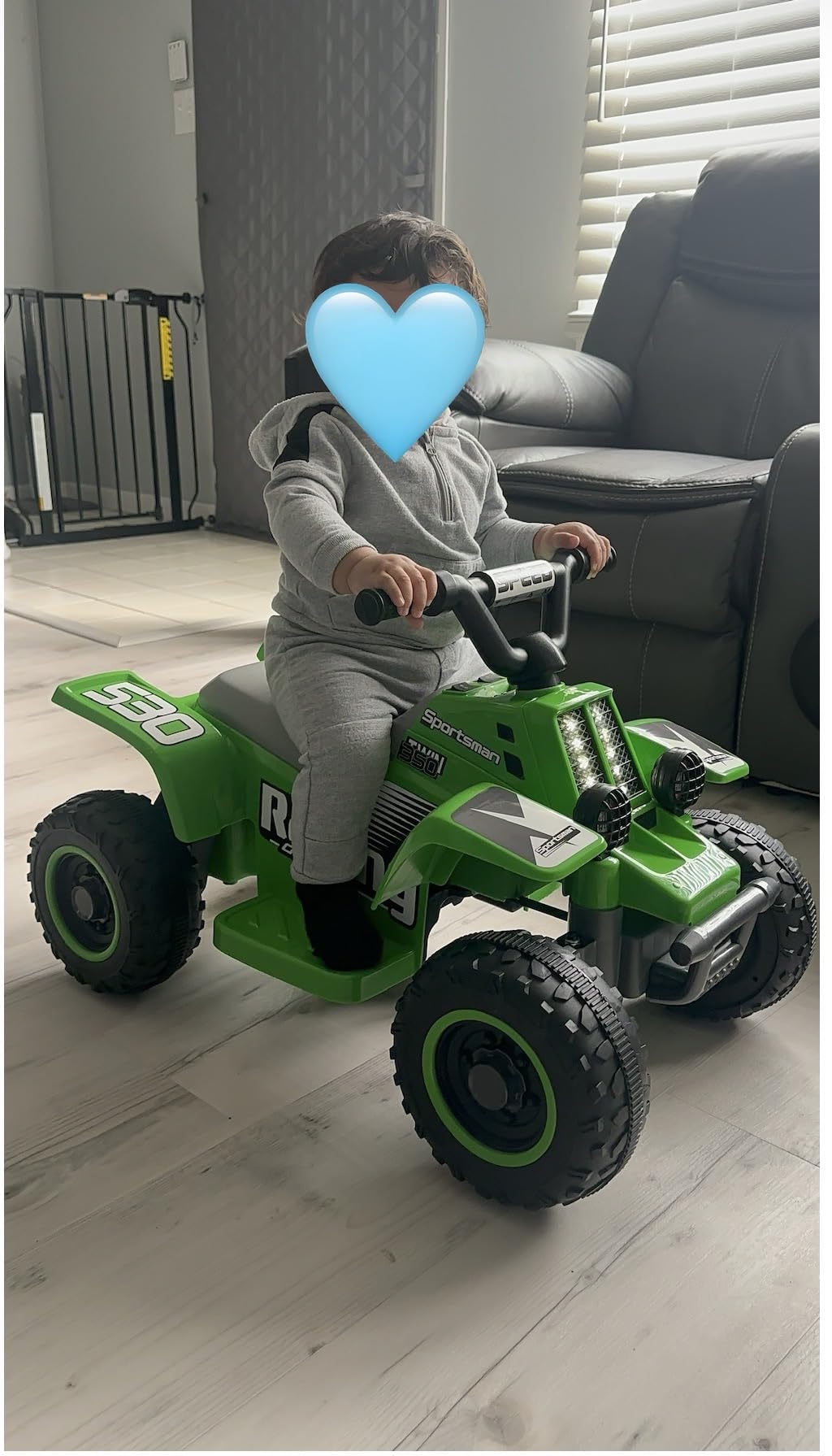 ANPABO 6V 7AH Kids ATV Ride On Toy, 4 Wheeler for Toddler w/Headlight, Forward & Reverse, Horn, Music Player, USB, MP3, Treaded Tires, Ideal Gift for Toddlers (Blue) customer photo 1