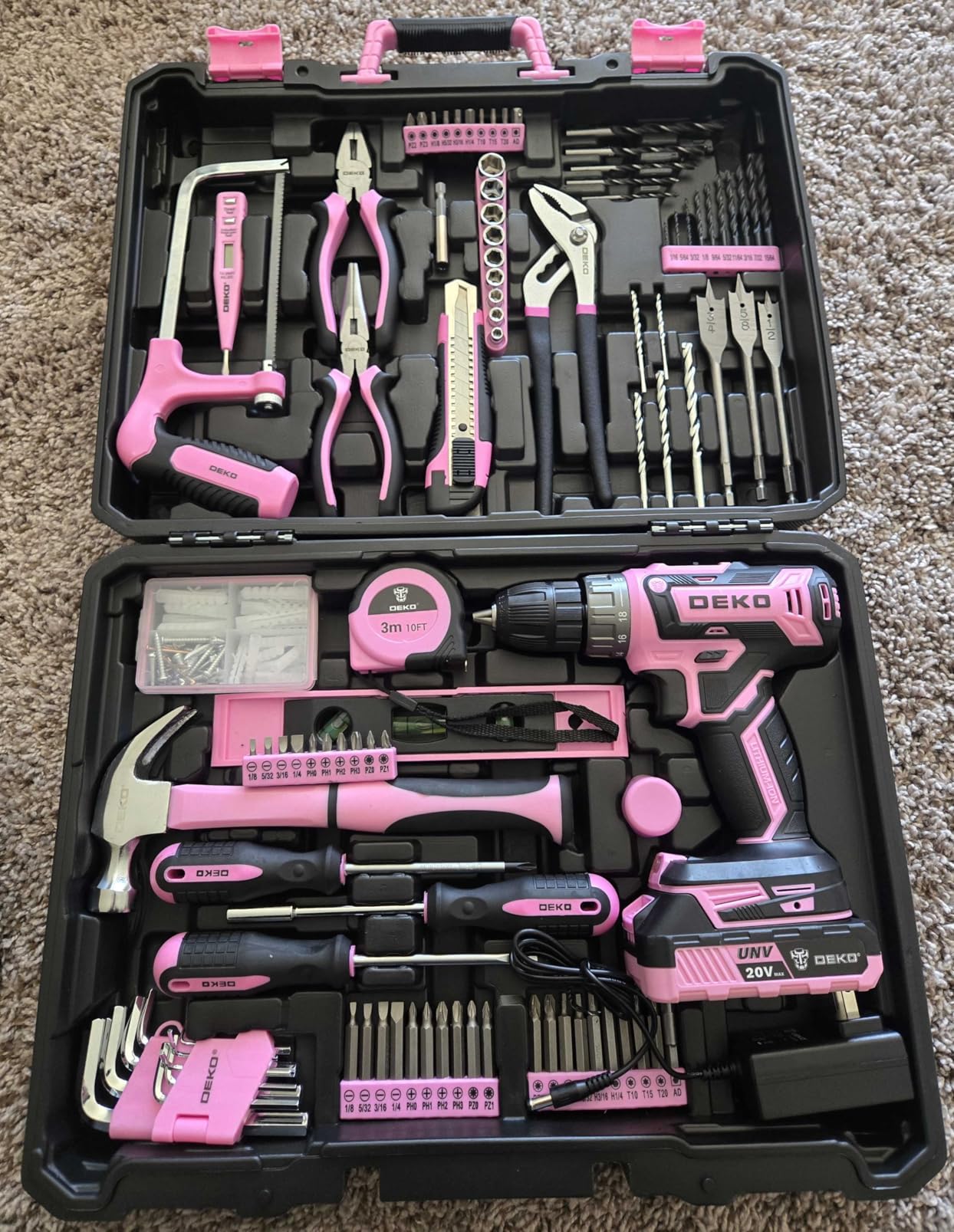 Cordless Drill Tool Kit Set: 20V Power Drill Tool Box with Battery Electric Drill Driver for Men Home Hand Repair Basic Toolbox Tools Sets Drills Case customer photo 2