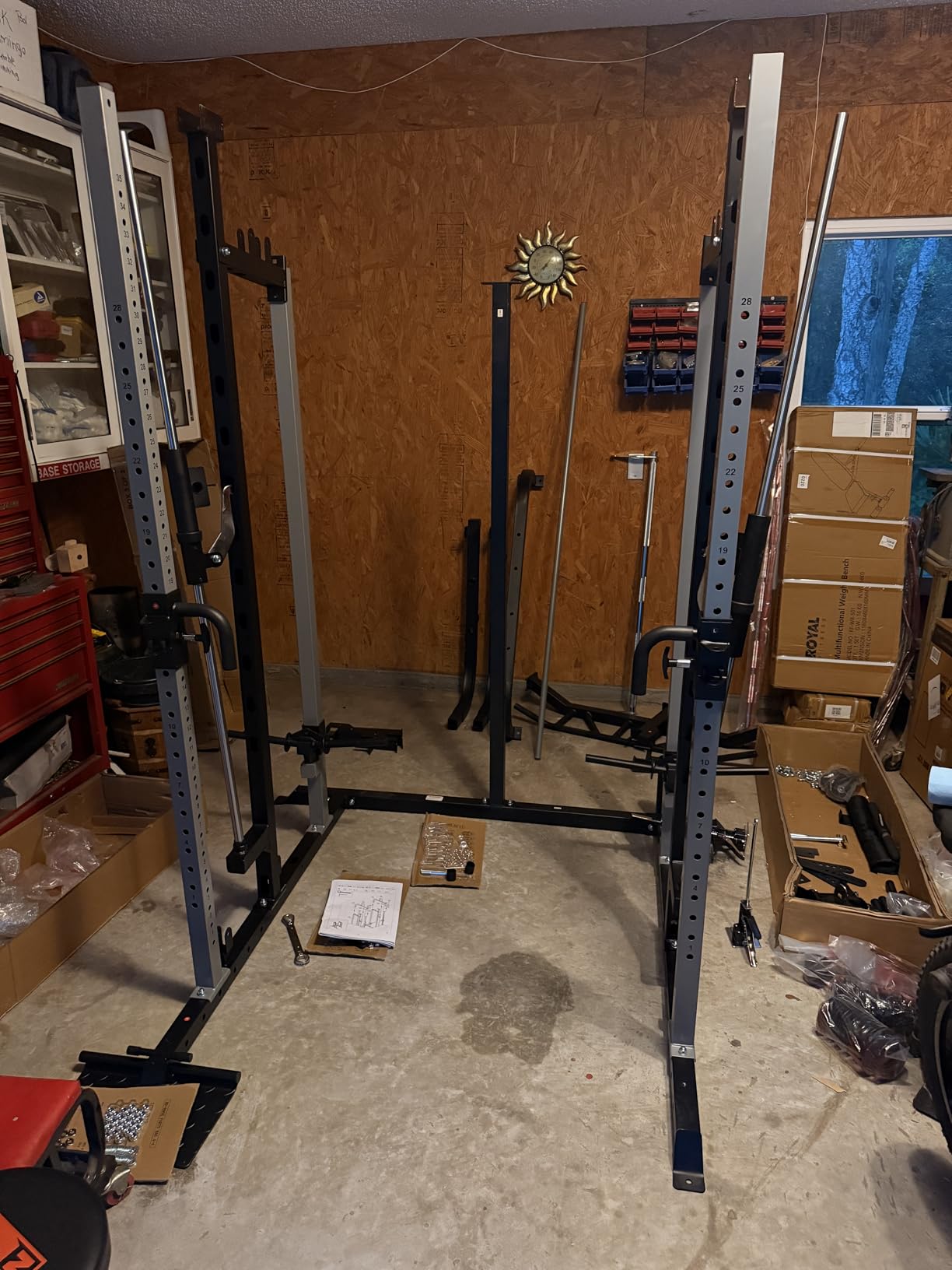 Smith Machine, Multifunctional Power Cage Rack with Smith Bar and Cable Pulley System, and LAT Pull Down Machine for Home Gym customer photo 1