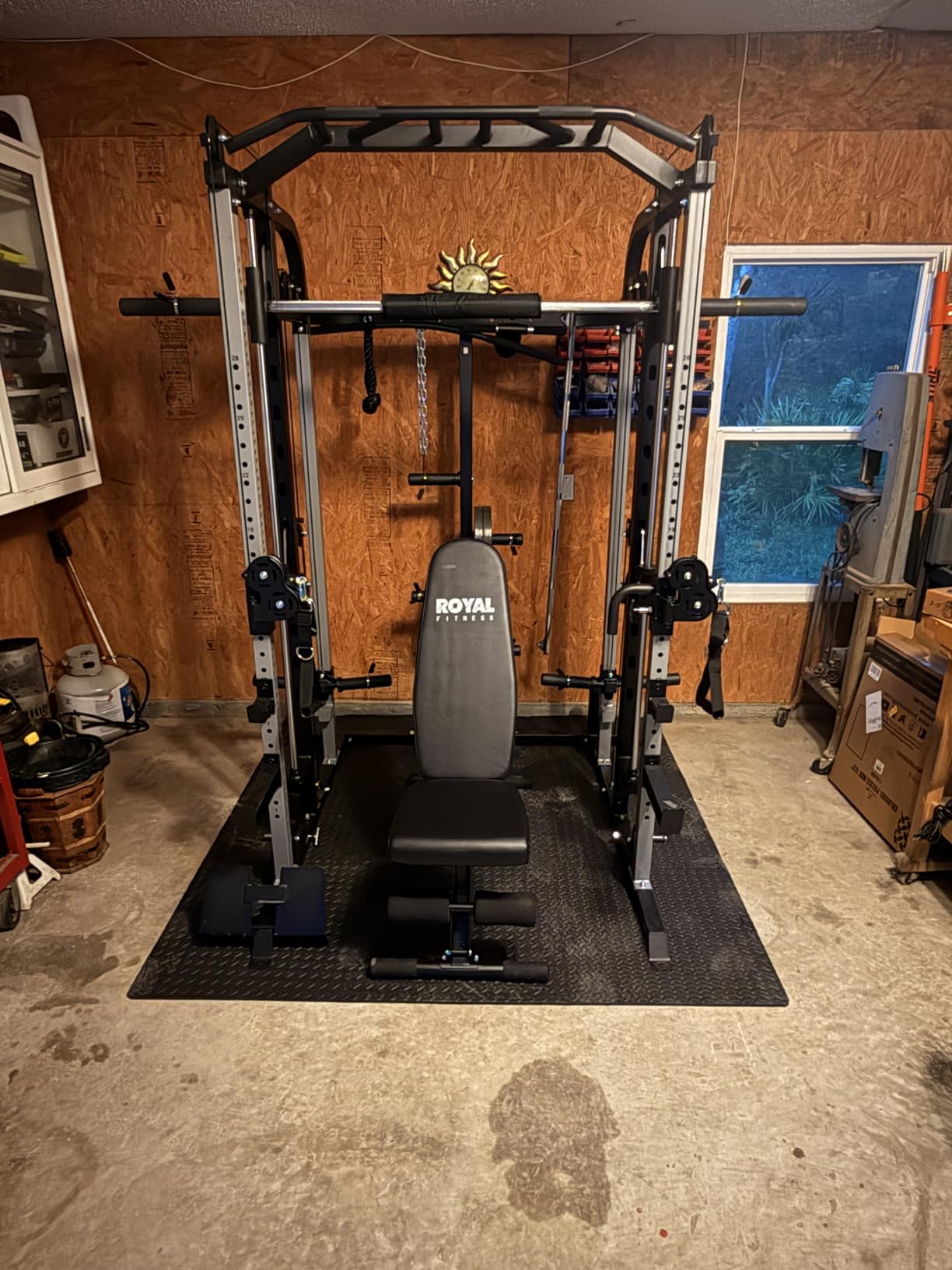 Smith Machine, Multifunctional Power Cage Rack with Smith Bar and Cable Pulley System, and LAT Pull Down Machine for Home Gym customer photo 2