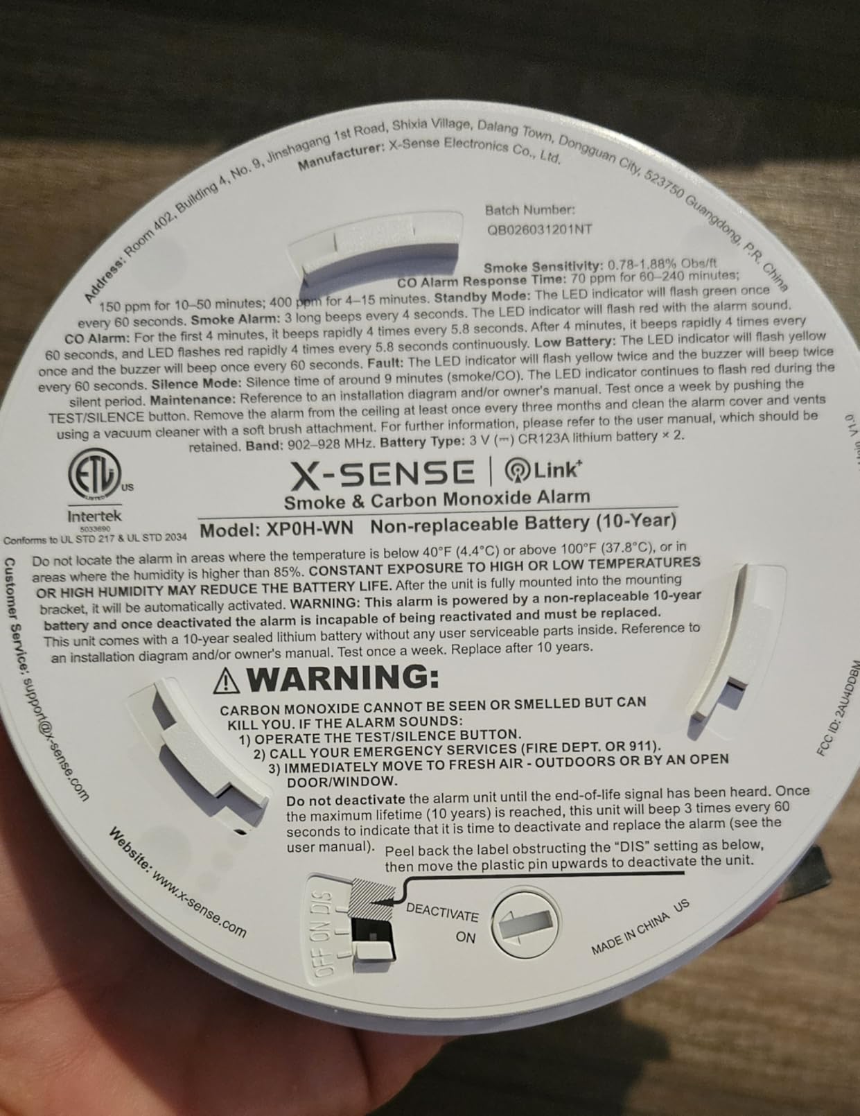 X-Sense Wireless Combination Smoke and Carbon Monoxide Detector, 10-Year Non-Replaceable Battery, Interconnected Up to 18 X-Sense Link+ Devices, UL 217 & UL 2034 Certified, Model XP0H-WN, 1-Pack customer photo 2