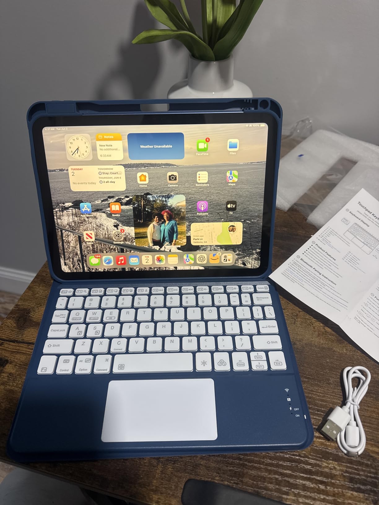 Harvopu Compatible for iPad 11th 10th Generation Case with Keyboard, Folio Cover with Pencil Holder, Multi-Touch Trackpad, 7 Color Backlit, Detachable Keyboard for iPad (A16) 11th/10th Gen (Navy Blue) customer photo 1
