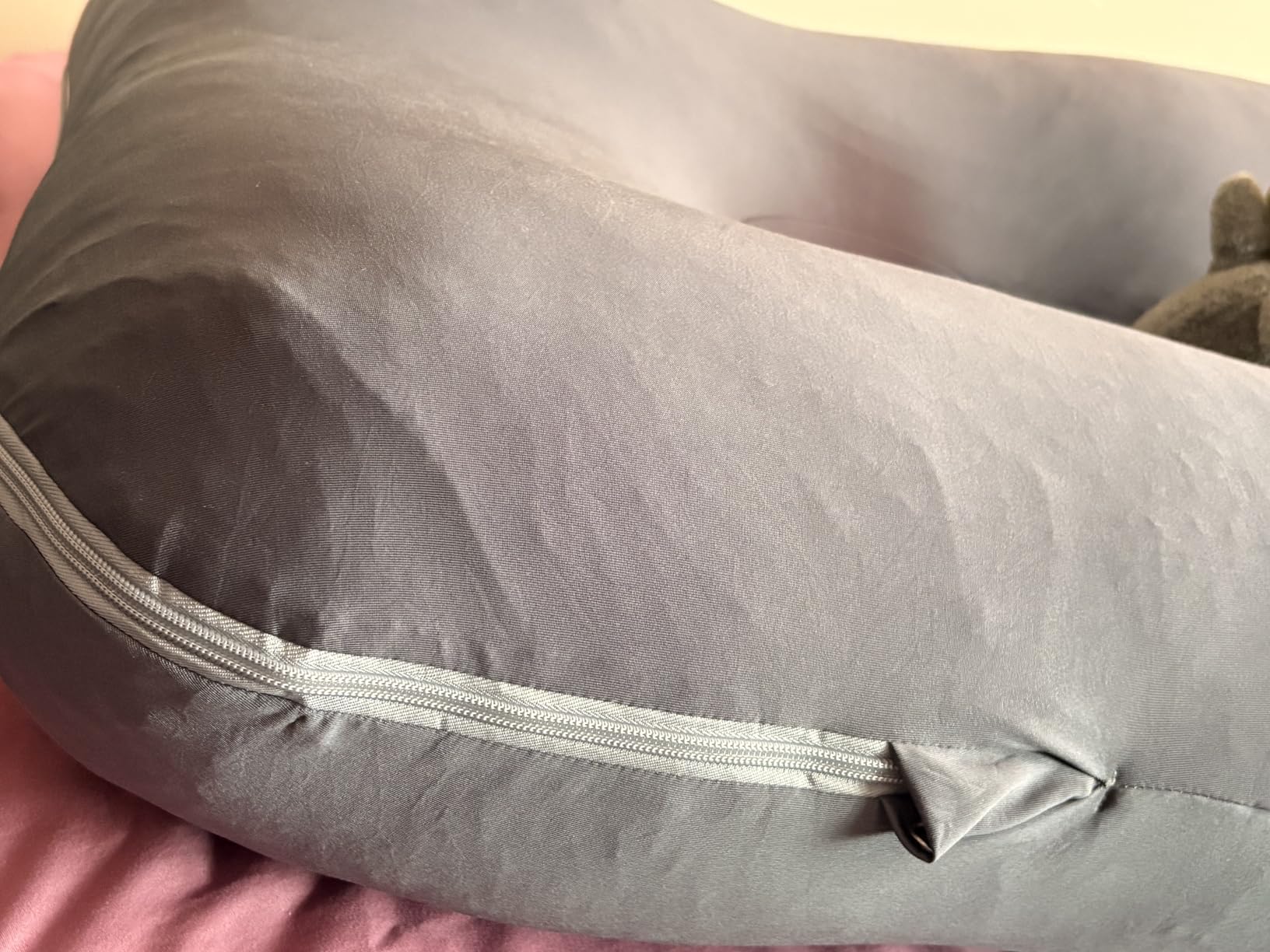 ALLOPERA 57 Inch Pregnancy Pillow for Sleeping, Full Body Support Pillow with Removable Washable Cover for Maternity Comfort, Black Grey Velvet Cover customer photo 2