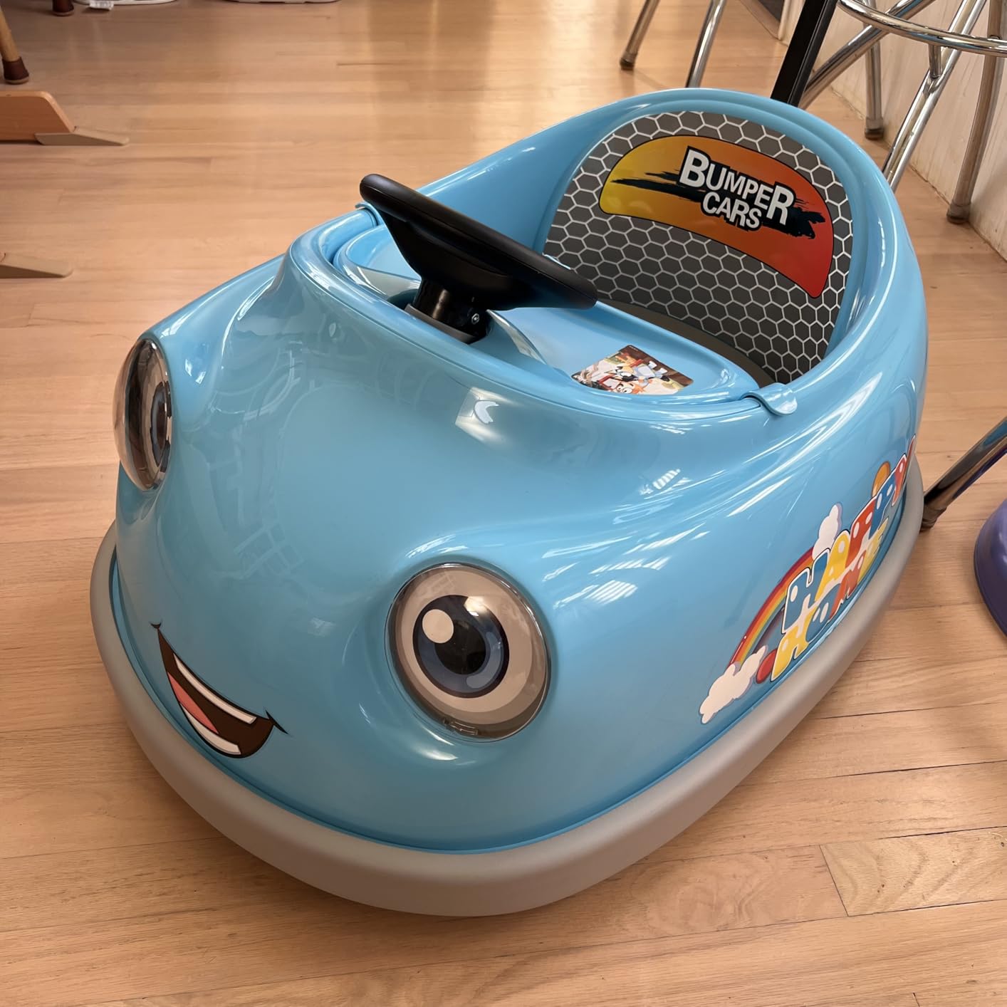 12V Dual Battery Electric Ride on Kids Bumper Car w/Remote Control, 360 Degree Spin, Push Rod Rocker Horse Function, 3-Speeds Babies & Toddlers Bumping Car Ride on Toy Gift for 1-4 Years Children (Blue) customer photo 2