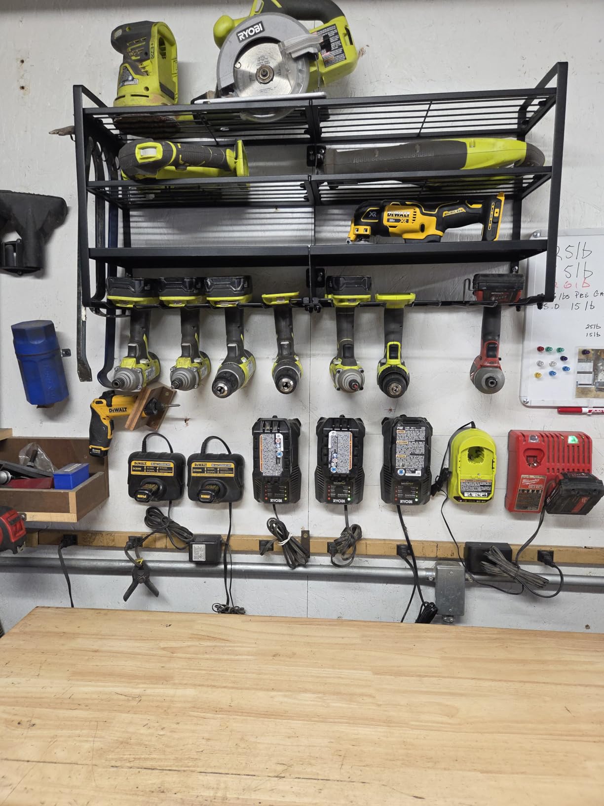 POKIPO Large Power Tool Organizer Wall Mount, 4 Layers Heavy Duty Metal Loads 400lbs, Power Tool Shelf Battery Storage with 8 Cordless Drill Holder, Utility Racks for Garage Workshop customer photo 1