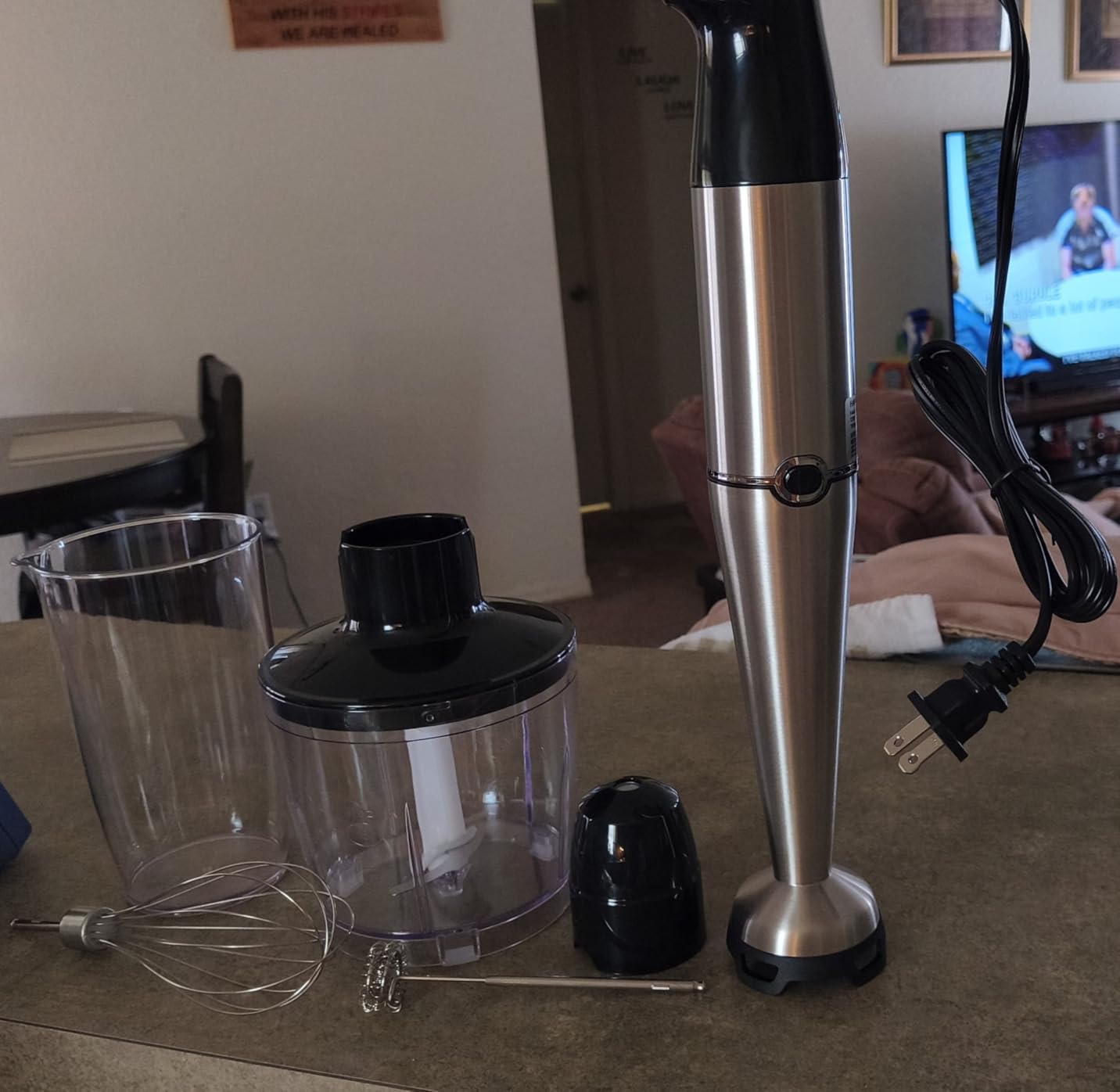 Turelar Immersion Blender Handheld Corded Hand Blenders Set 1100W, Trigger Variable Speed 5 in 1 Stick Emulsifier with Chopper, Whisk and Frother for Soup, Baby Food and Smoothies,Black customer photo 1