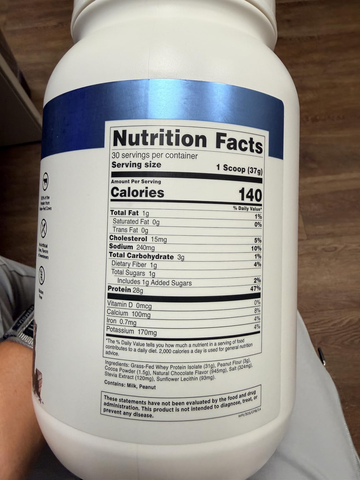 Transparent Labs Grass-Fed Whey Protein Isolate - Naturally Flavored, Gluten Free Whey Protein Powder with 28g of Protein per Serving & 9 Amino Acids - 30 Servings, Chocolate Peanut Butter customer photo 1