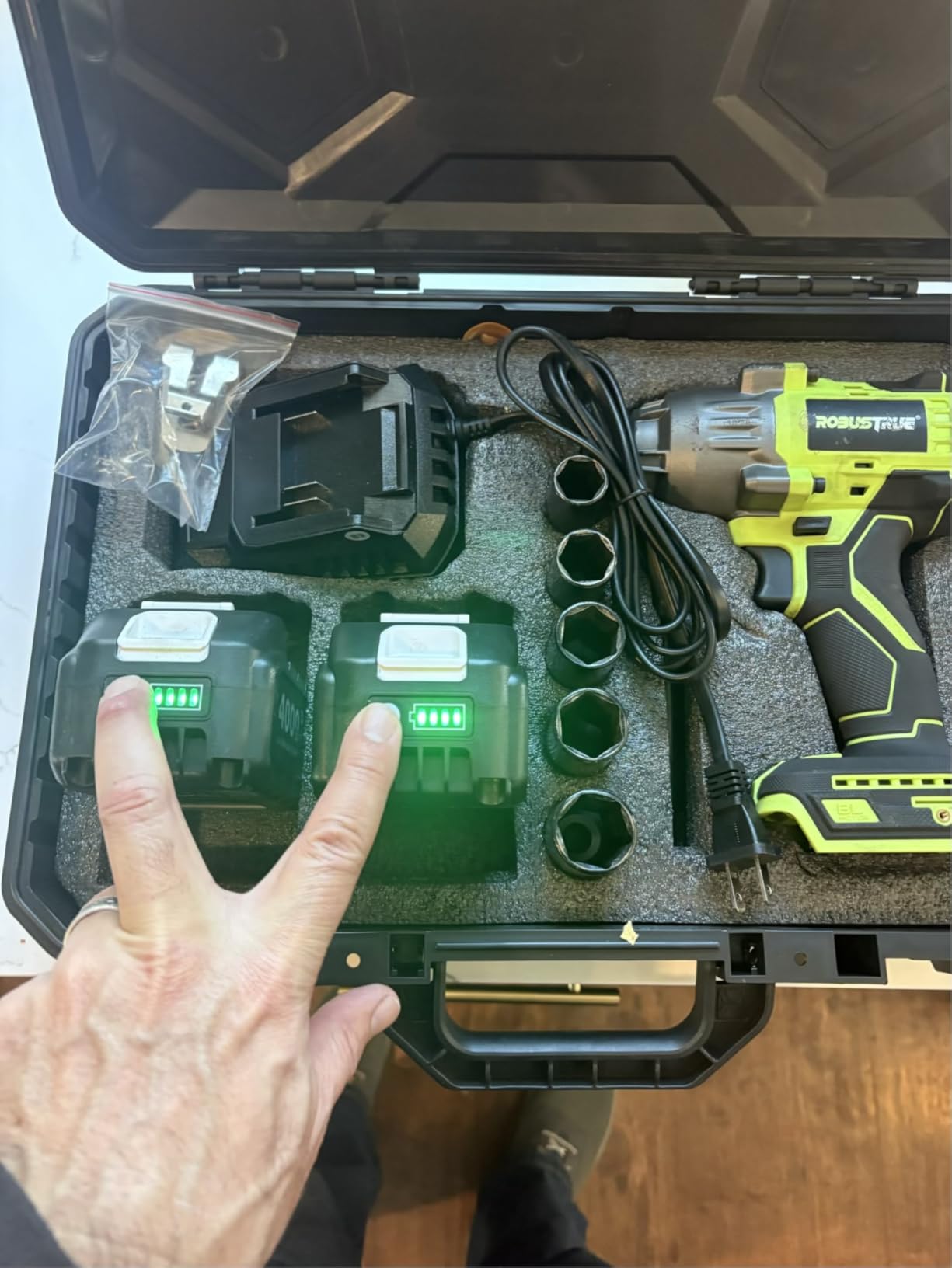 Robustrue 1600N.m (1180ft-lbs) Cordless Impact Wrench, 1/2 High Torque Brushless Impact Gun, 2400RPM Power, 2 x 4.0Ah Batteries, Fast Charger, Impact Wrench for Heavy Duty Truck RV Mower customer photo 1