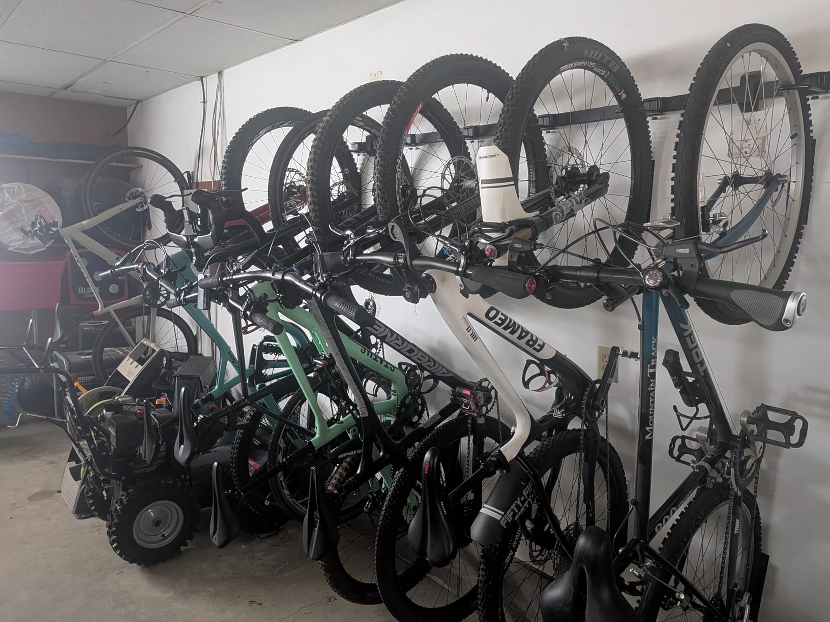 monTEK Enhanced Garage Bike Rack, Adjustable 6 Bike Hangers for Garage, Equipped with 78.5in Extended Rail to Accommodate Various Bicycle Sizes, Heavy-Duty Steel Bike Wall Mount, Max Capacity 330 lbs customer photo 1