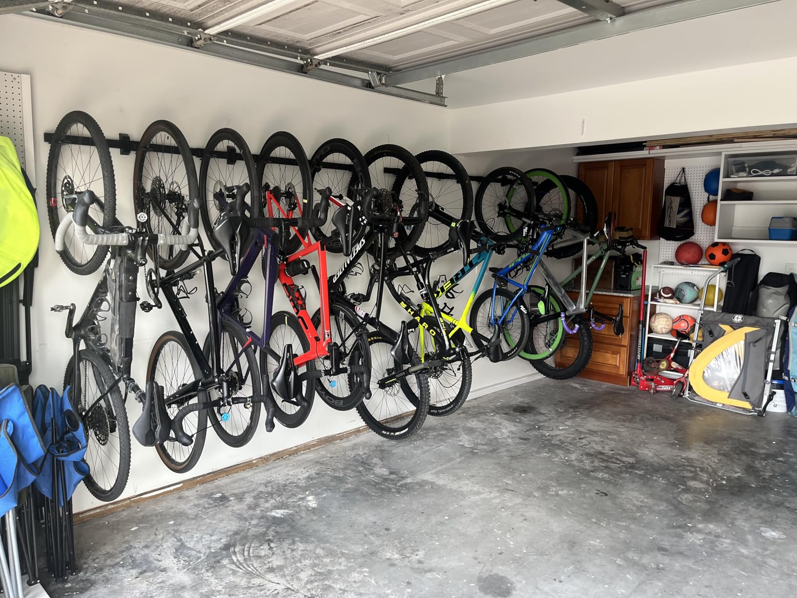 monTEK Enhanced Garage Bike Rack, Adjustable 6 Bike Hangers for Garage, Equipped with 78.5in Extended Rail to Accommodate Various Bicycle Sizes, Heavy-Duty Steel Bike Wall Mount, Max Capacity 330 lbs customer photo 2