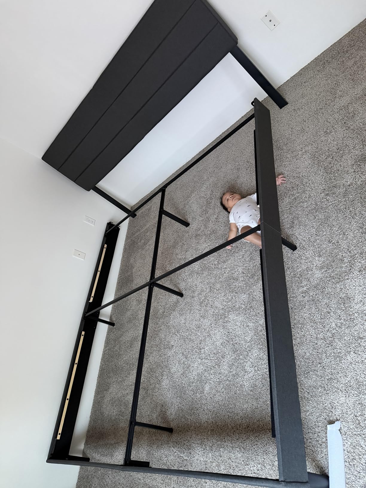 Zinus King Maya Upholstered Bed Frame with Asymmetric Headboard, Durable Wooden Slats, Sturdy Framework, Noise Free Sleep, No Box Spring Needed, Easy Assembly, Eco Friendly Packaging, Dark Grey customer photo 1