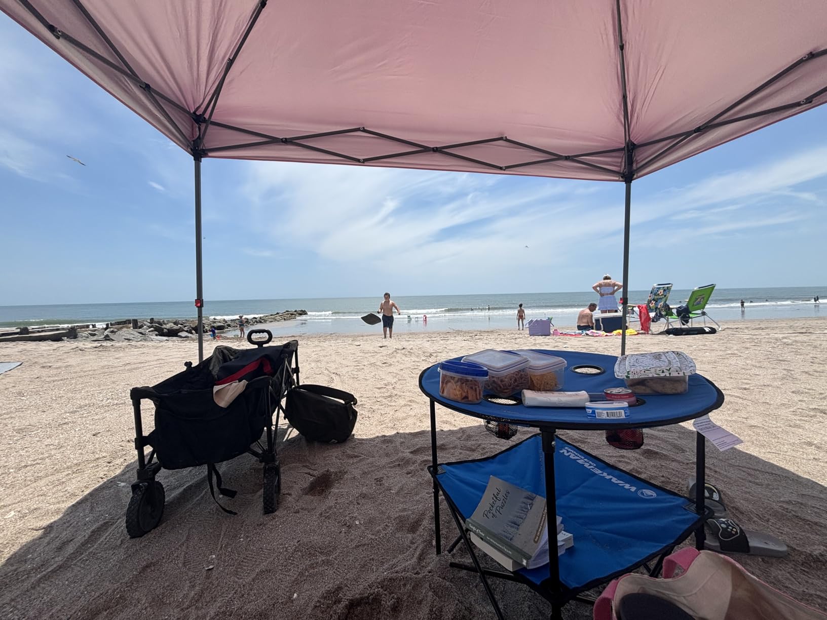 Camping Table - 2-Tier Folding Table with 4 Cupholders and Carry Bag for Picnic, Tailgate, Beach, or Camp - Camping Gear by Wakeman Outdoors (Black) customer photo 1