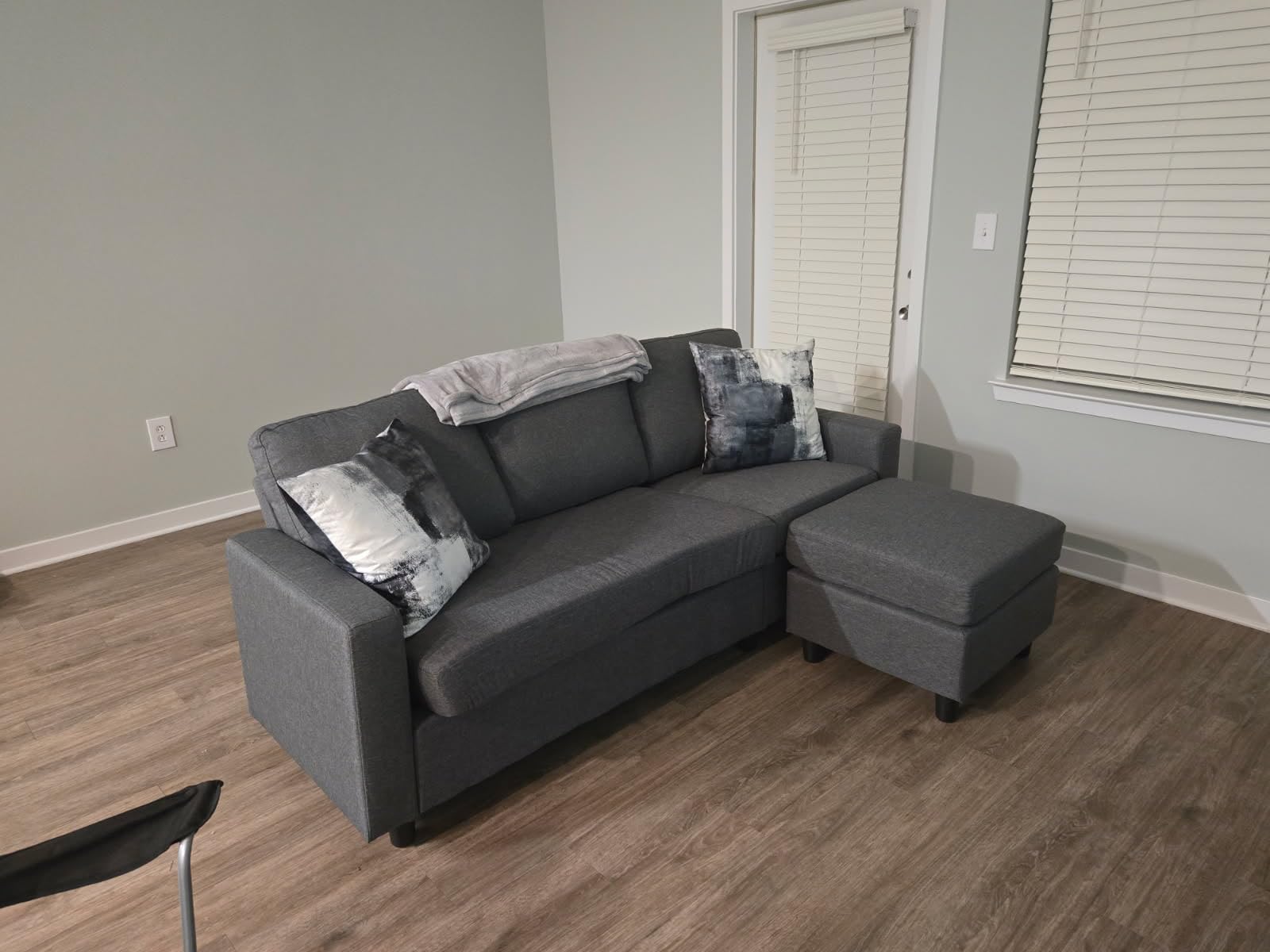 Best Choice Products Upholstered Sectional Sofa for Home, Apartment, Dorm, Bonus Room, Compact Spaces w/Chaise Lounge, 3-Seat, L-Shape Design, Reversible Ottoman Bench, 680lb Capacity - Aqua customer photo 2