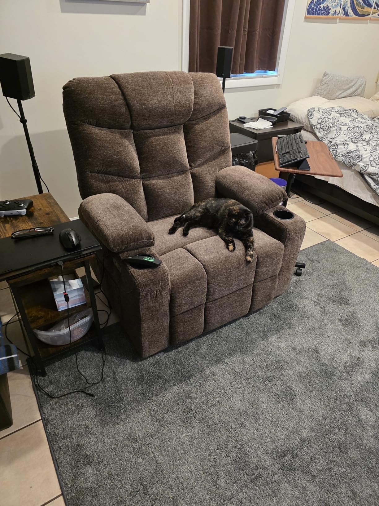 MCombo Oversized Power Lift Recliner Chair with Extended Footrest, Extra Wide for Big and Tall Elderly People, Fabric R7289 (Dark Gray, Medium-Oversize) customer photo 1