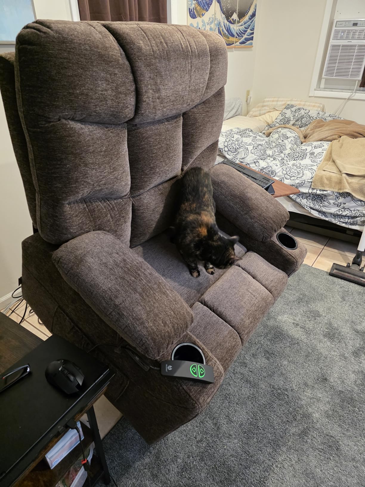 MCombo Oversized Power Lift Recliner Chair with Extended Footrest, Extra Wide for Big and Tall Elderly People, Fabric R7289 (Dark Gray, Medium-Oversize) customer photo 2