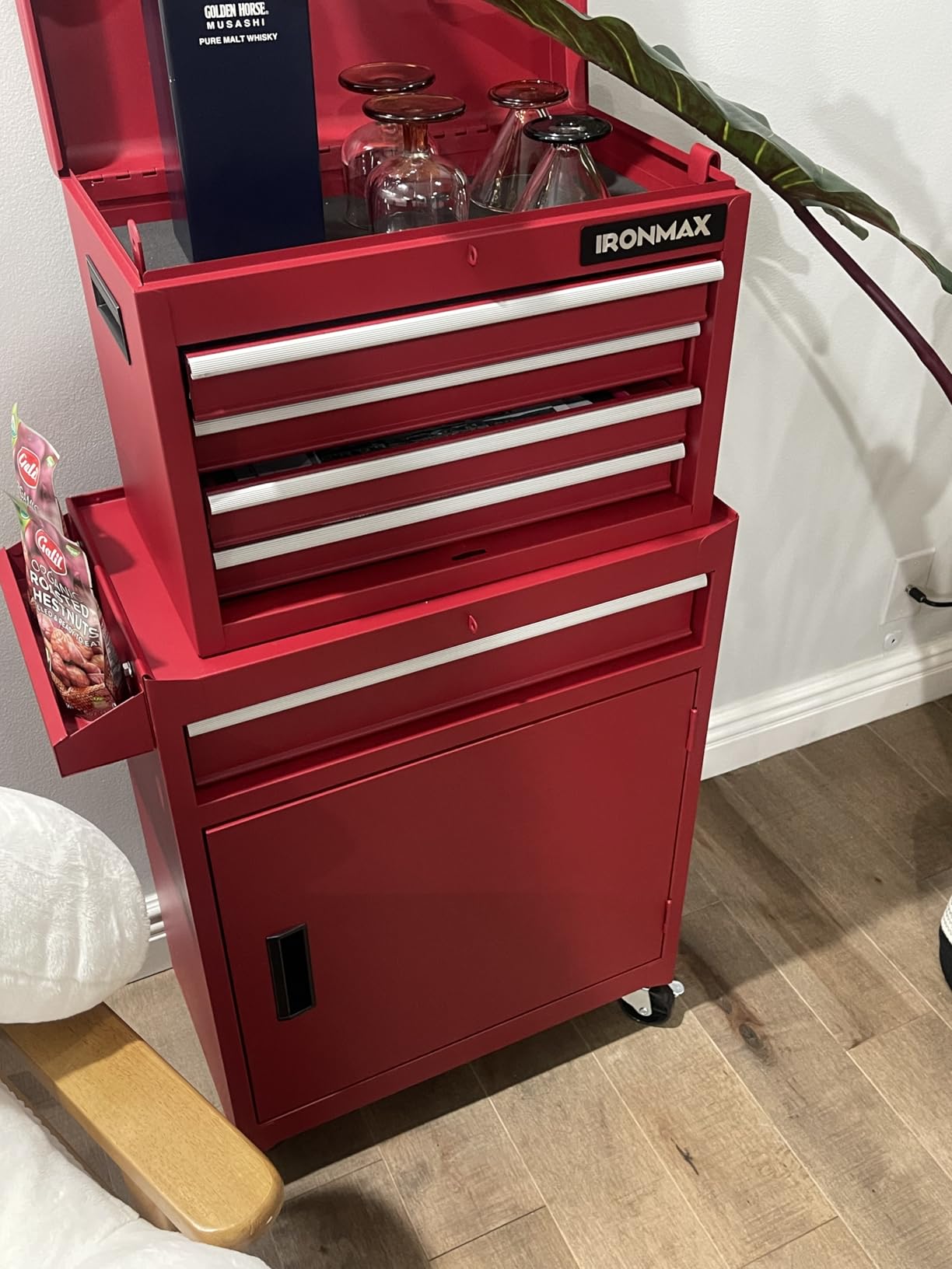 Goplus Tool Chest, 5-Drawer Rolling Cabinet with Detachable Top Toolbox, Lockable Wheels, Lock Bar, Protective Liner & Tool Rack, Metal Storage Cart for Garage Workshop customer photo 2