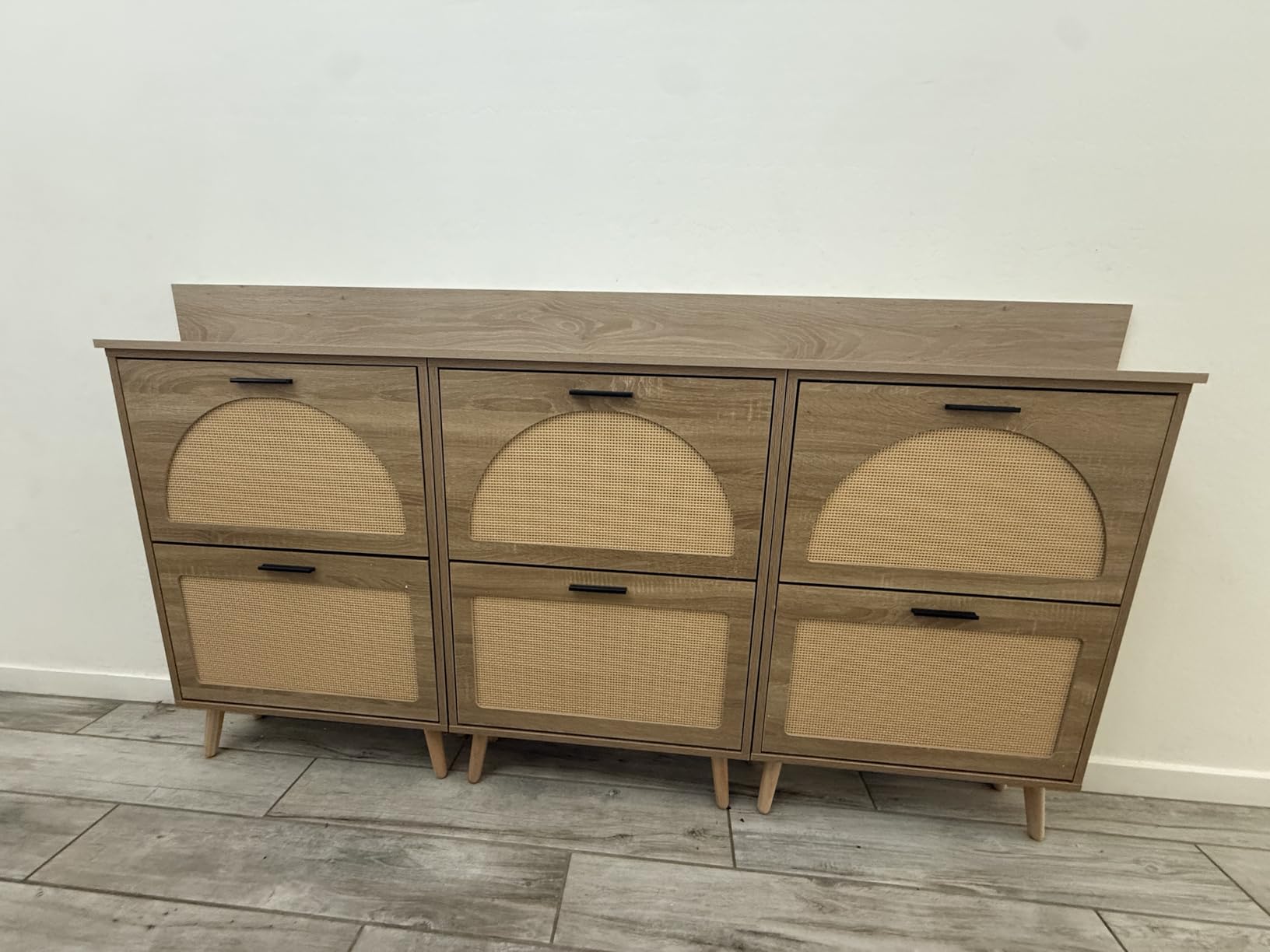 VEVOR Shoe Cabinet with 2 Flip Drawers, Shoe Storage Cabinet for Entryway, Free Standing Shoe Storage Organizer with Rattan Doors for Heels, Boots, Slippers in Hallway, Living Room customer photo 1