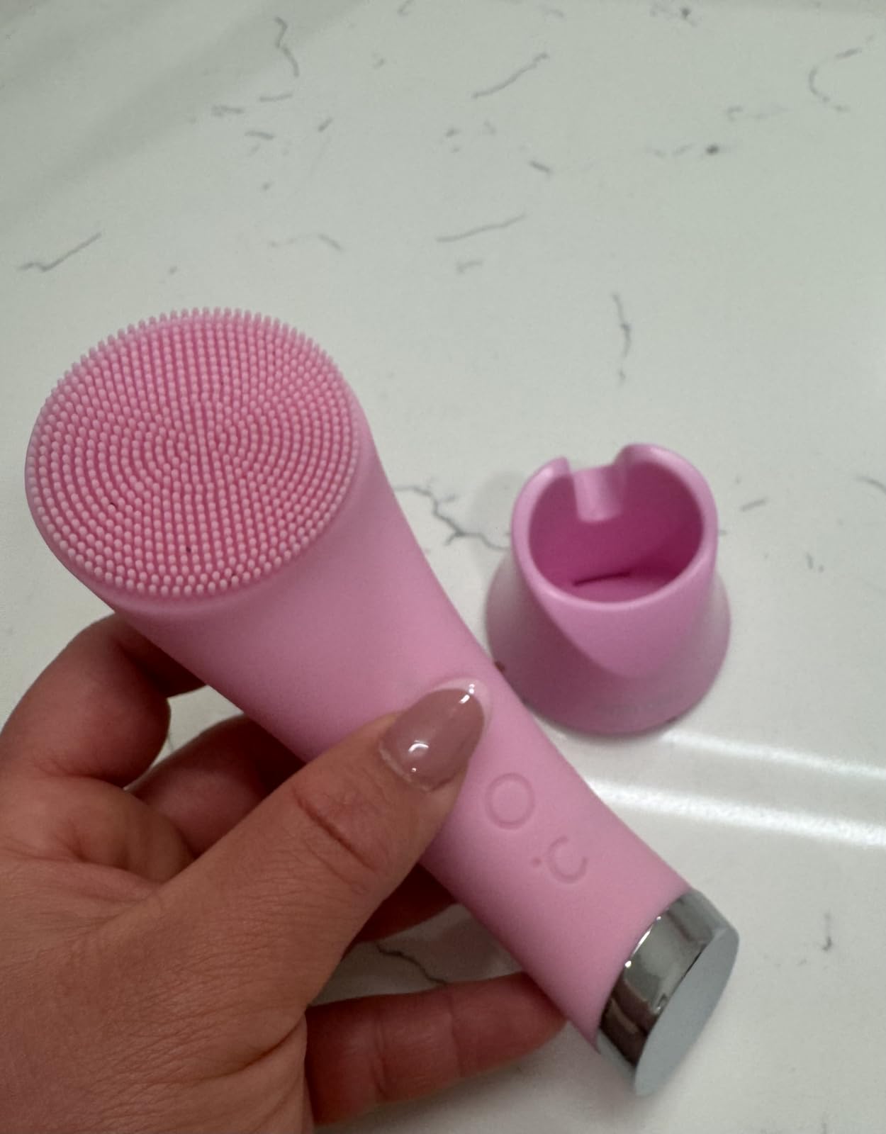 PRITECH Facial Cleansing Brush, Rechargeable Silicone Face Scrubber with Heat Massage End, Vibrating Exfoliator Scrubber for Deep Cleaning, Waterproof customer photo 1