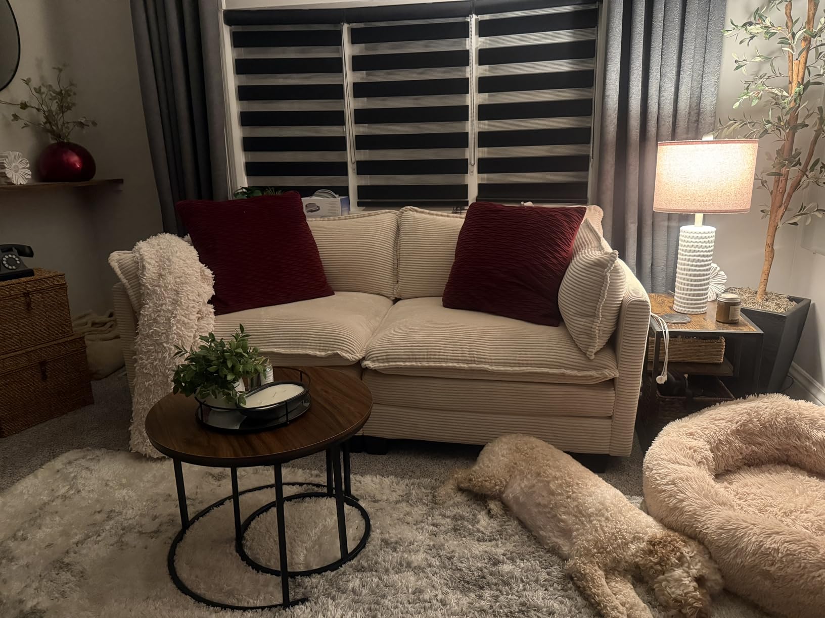 ROWHY Oversized Modular Sectional Sofa with Movable Ottoman, 112 Inch 4 Seat Modern Corduroy Sofa Set, Convertible L Shaped Couch for Living Room and Office, Beige customer photo 1