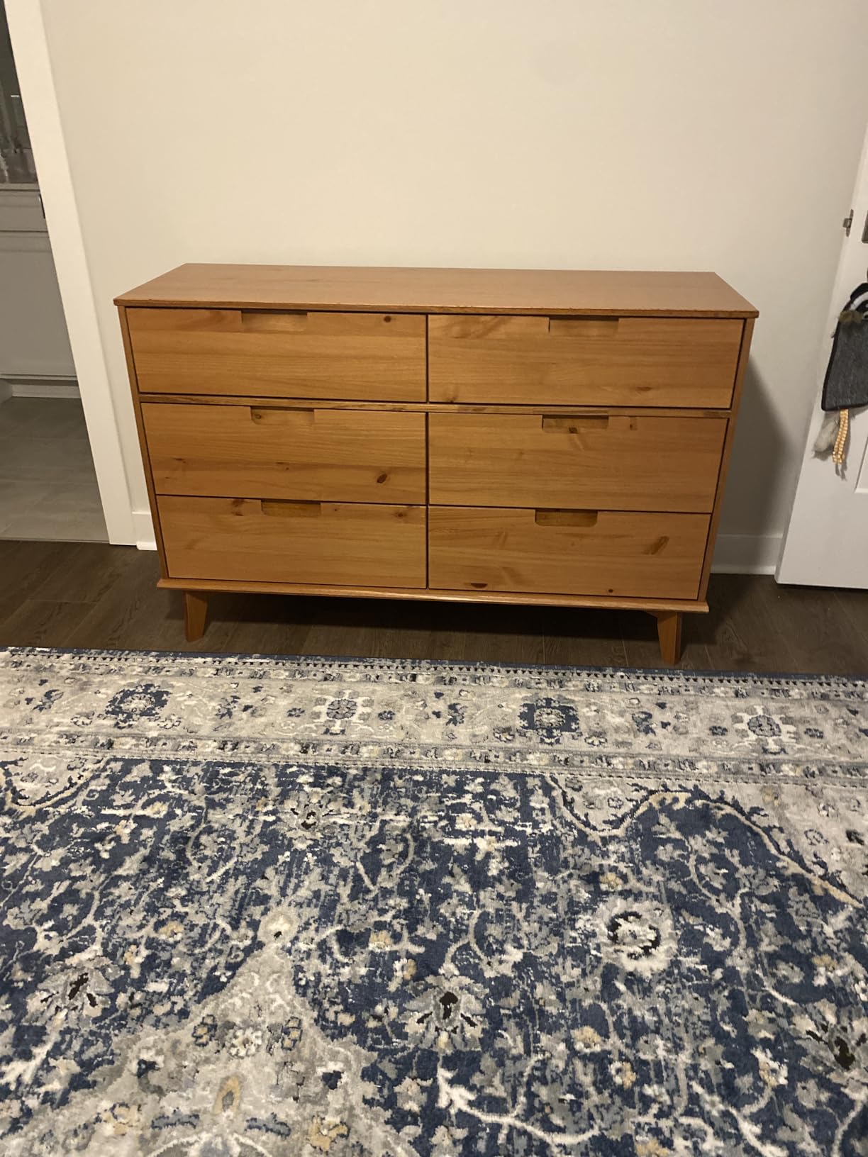 Walker Edison Sloane 6-Drawer Solid Wood Dresser with Metal Handles, 52 Inch, Caramel customer photo 1