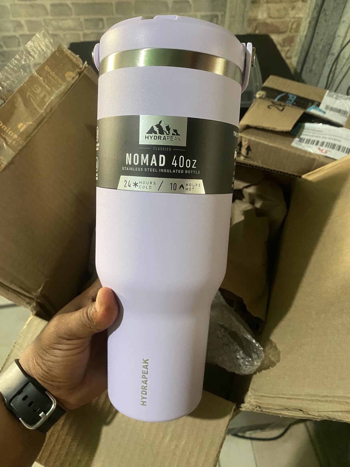 Hydrapeak Nomad 32oz Insulated Stainless Steel Travel Tumbler with Handle & Straw Lid, Leakproof, Cupholder Friendly, Keeps Drinks Cold 24 Hours, Reusable Bottle for Daily Hydration (ST-Latte) customer photo 1