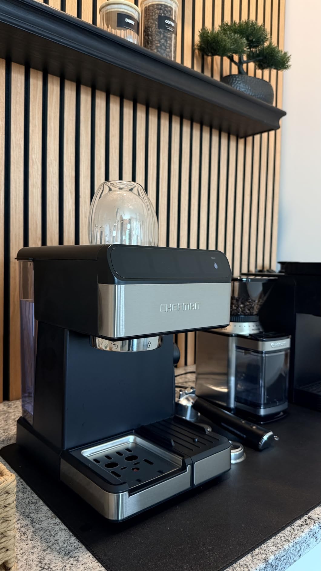 Chefman CaféMaster Pro Espresso Machine, Brew Single or Double Shots, Coffee Maker with Built-In Milk Frother for Cappuccino & Latte, XL 1.8 Liter Removable Water Reservoir - Stainless Steel customer photo 2