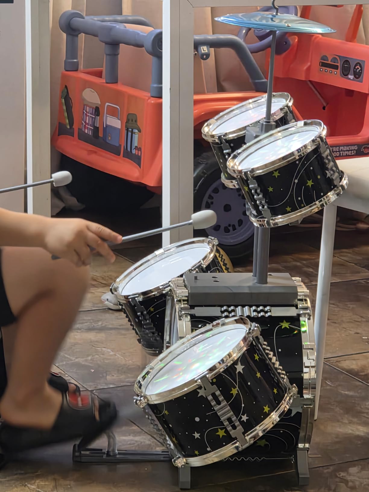 Kids Drum Set for Toddlers 1-3, Upgraded Jazz Drum Set for Kids, Musical Instrument Toys & Lights & All Plastic, Percussion Beginner kit for Boys Girls Toddlers Aged 3-5 5-7 customer photo 1