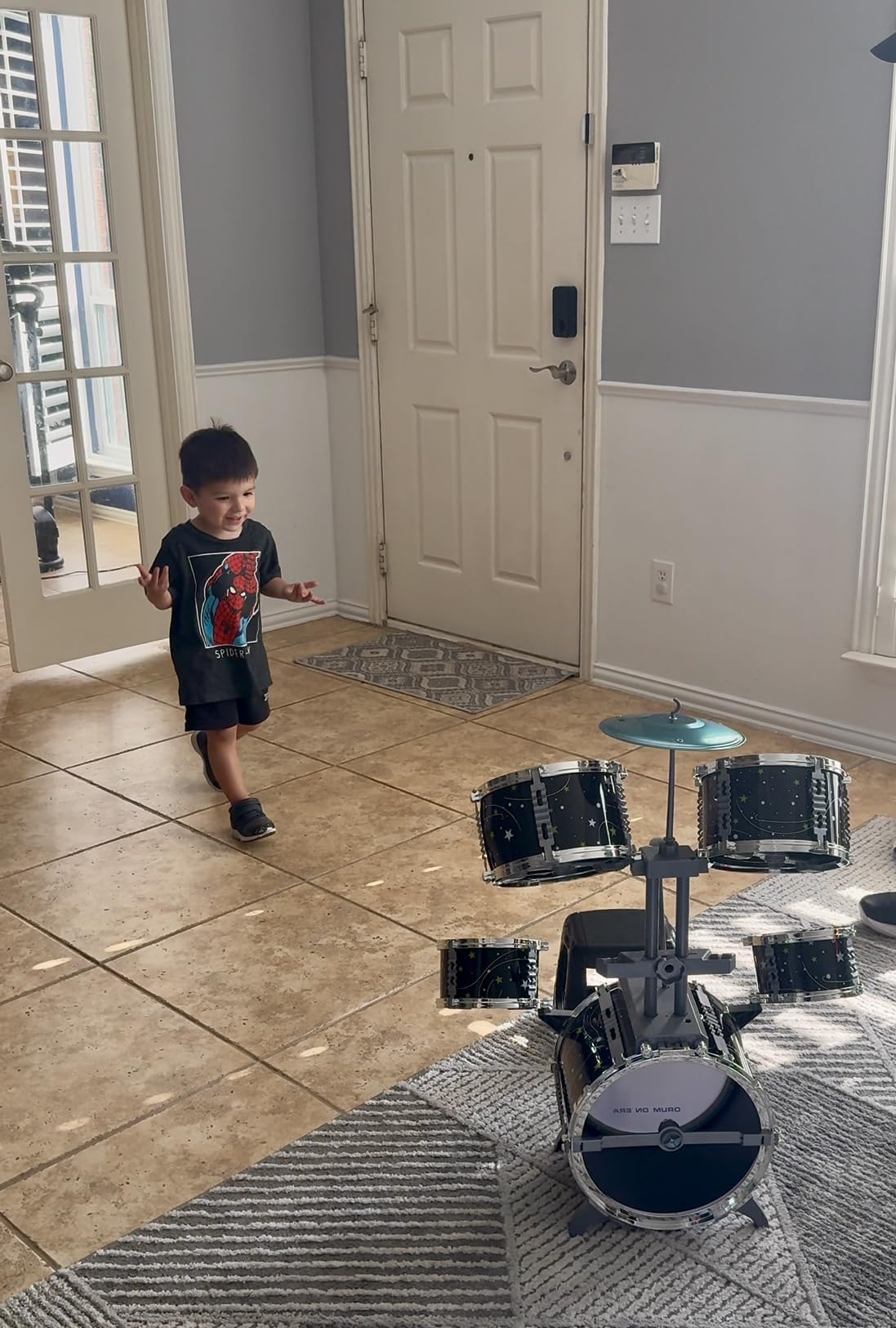 Kids Drum Set for Toddlers 1-3, Upgraded Jazz Drum Set for Kids, Musical Instrument Toys & Lights & All Plastic, Percussion Beginner kit for Boys Girls Toddlers Aged 3-5 5-7 customer photo 2