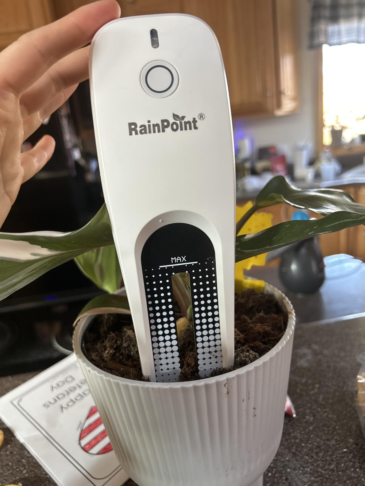 RainPoint 3-in-1 APP Remote Monitoring WiFi Soil Meter - CAN NOT USE Alone, Moisture/Air Temperature/Light Intensity Monitor and Custom Alert, IP66 Waterproof Wireless Sensor for Plant Indoor/Outdoor customer photo 1