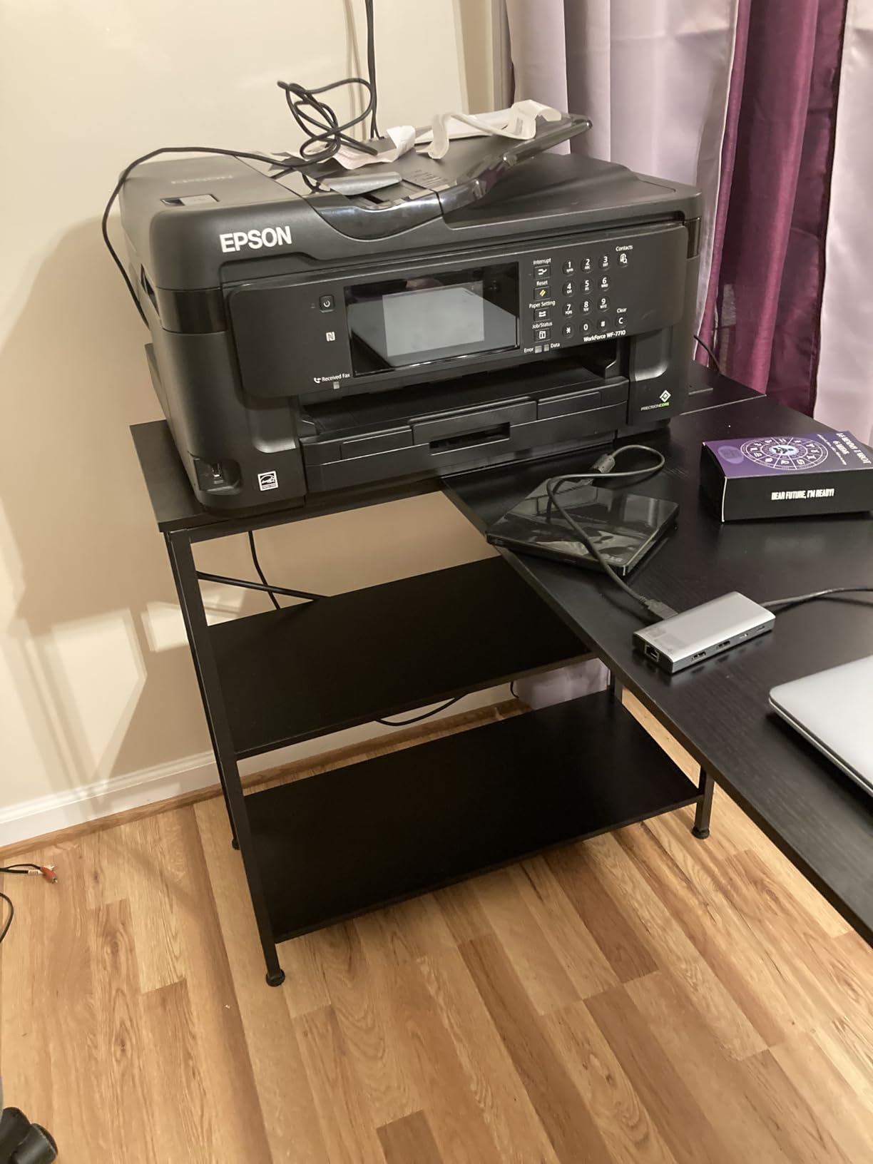 Huuger L Shaped Office Desk with Power Outlets, 47 Inch Computer Desk with 3 Drawers, Shelves, for Gaming, Corner Work, Home Office, Study, Rustic Brown customer photo 1