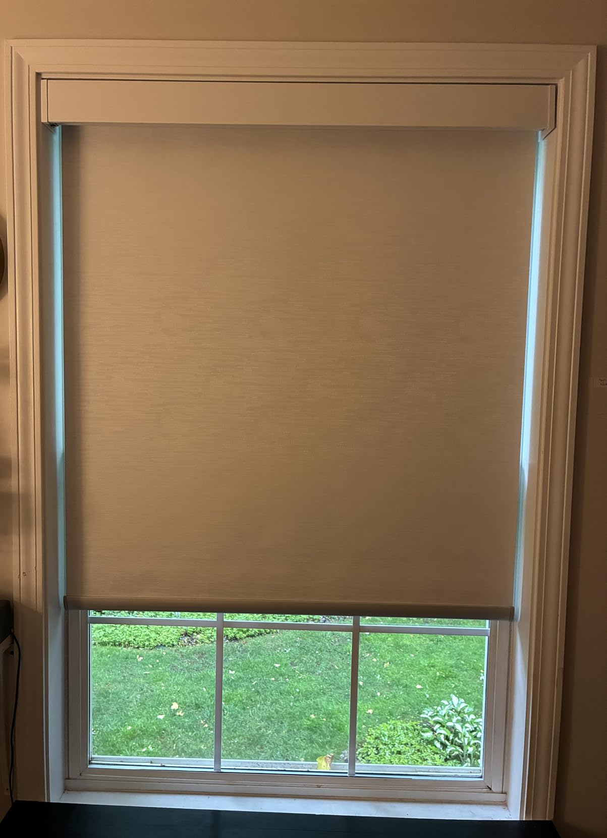 Aprilsmart Motorized Blinds with Remote, 100% Blackout Smart Blinds Compatible with Apple HomeKit Alexa Google Home - Voice and App Control, Motorized Roller Shades Custom Size (Linen White-02) customer photo 2